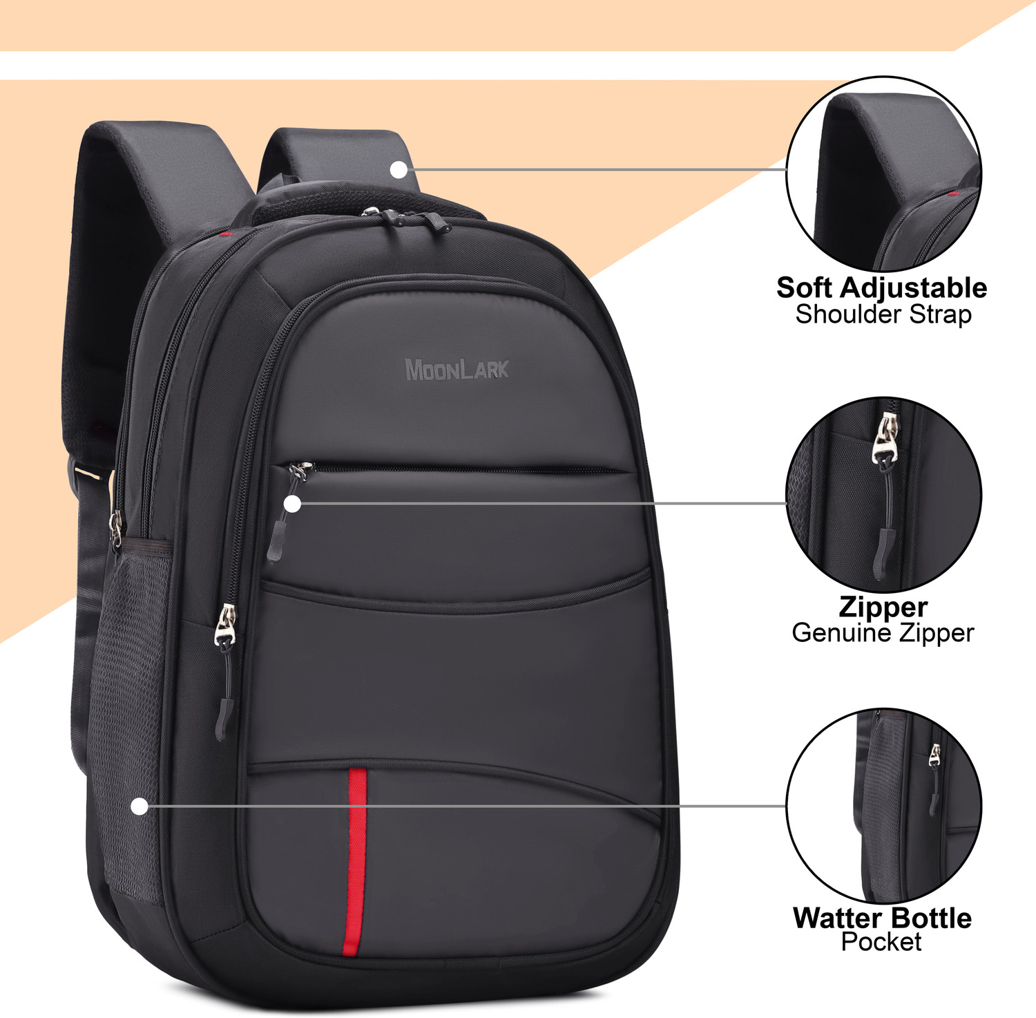 Image of MOONLARK Waterproof Travel Backpack with Rain Cover | Large Capacity Office & College Bag 35 L Laptop Backpack