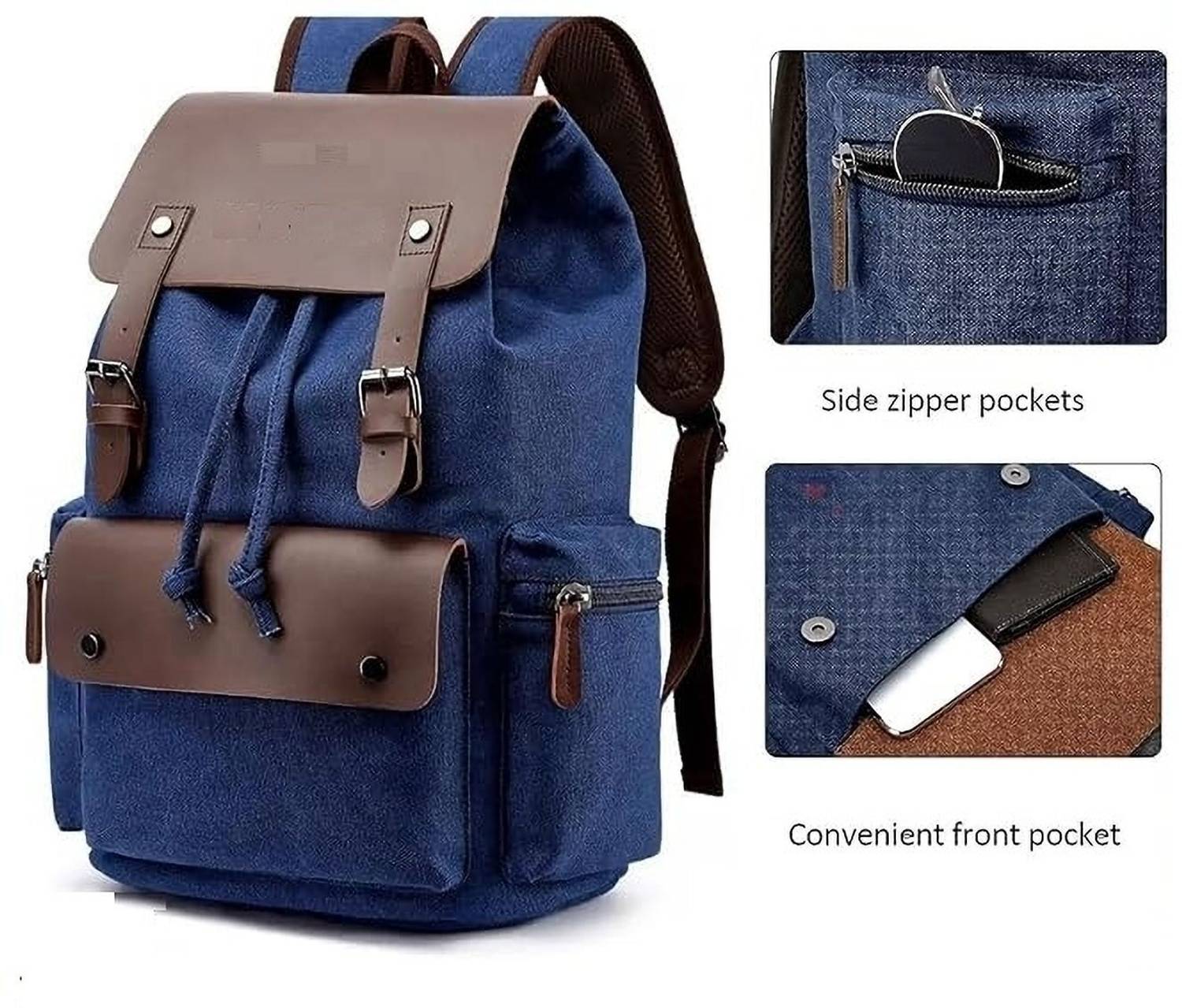 BIBO Trendy Canvas Laptop Backpack Brown 28L - Image 3