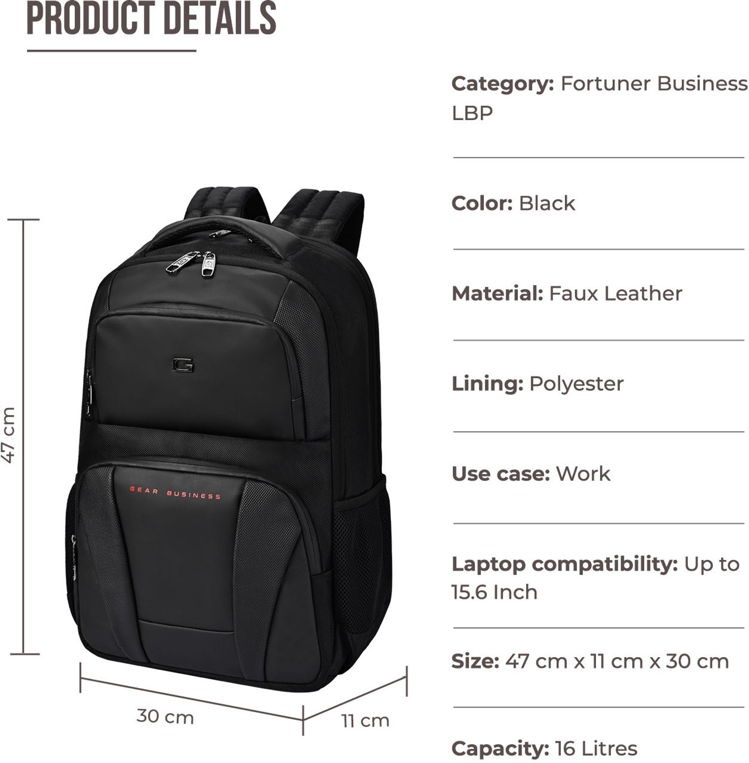 Image of Gear FORTUNER BUSINESS LAPTOP BACKPACK 17 L Laptop Backpack