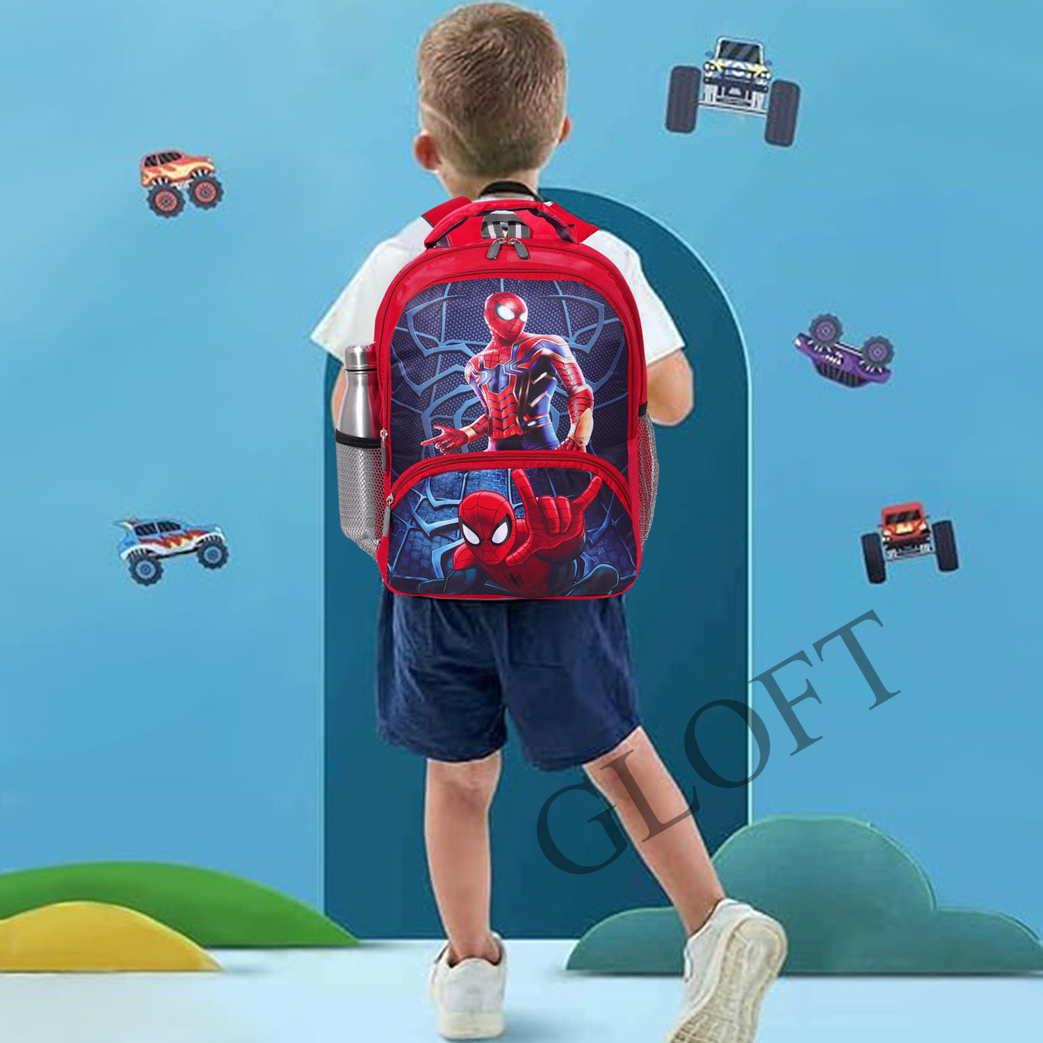 Image of Akram garments Kids Spider Man cartoon School Backpack Bag for Boy 3-7 Years Waterproof School Bag