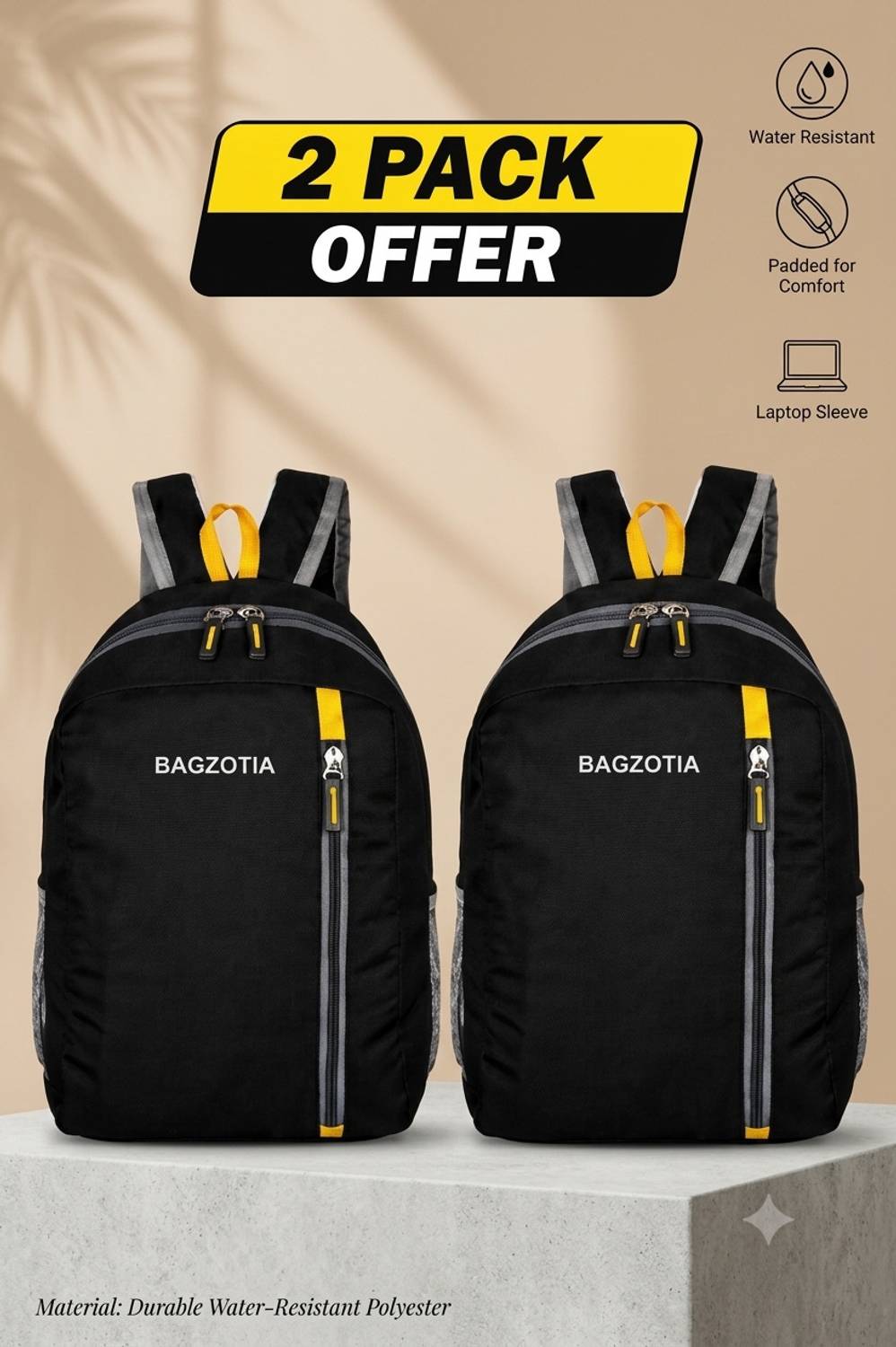Bagzotia 2 Pack Backpack Combo for School College Office Travel Daily Use Unisex Bag 15 L Laptop Backpack
