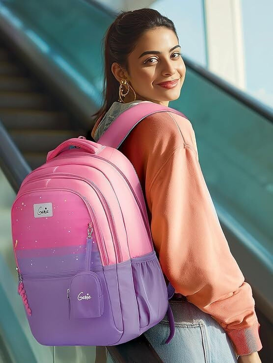 Image of Genie CELESTIA School Backpack For Girls |19 Inch| 36 Litres Laptop Backpack - Purple 36 L Laptop Backpack