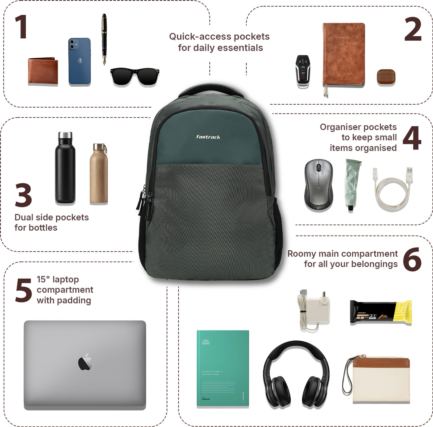 Image of Fastrack Unisex Carrypack Laptop Backpack with 15 inchLaptopSleeve 21 L Laptop Backpack