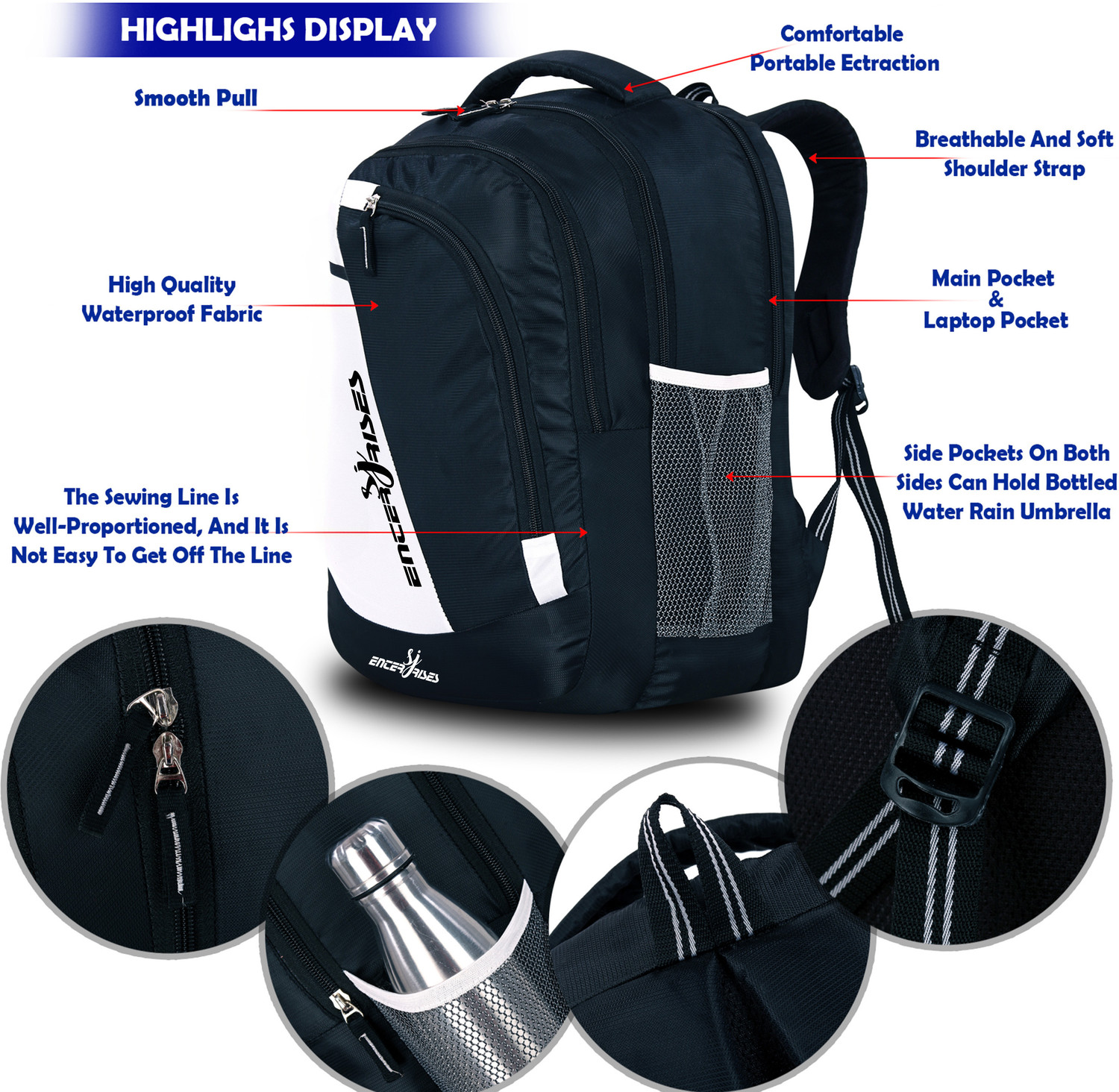 Image of SJ Enterprises stylish Backpack Boys Girls /Office /College /Travel Waterproof School Bag Waterproof School Bag