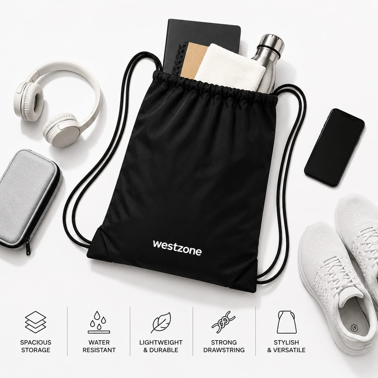 Image of WESTZONE Drawstring Backpack | Gym Sports Travel Bag for Men & Women 11 L Backpack