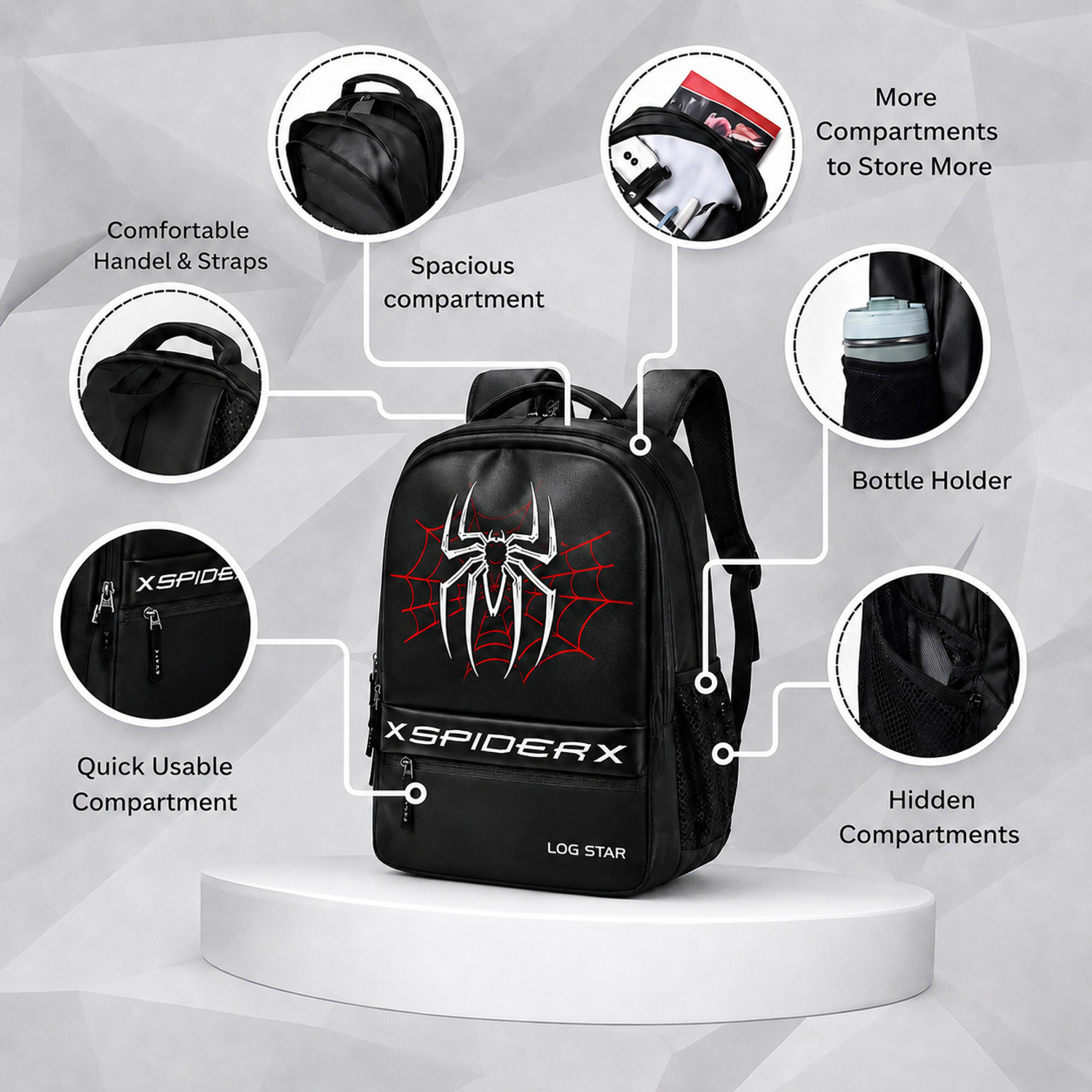 Image of Log-Star 35L spider print bag for girls and boys 35 L Laptop Backpack