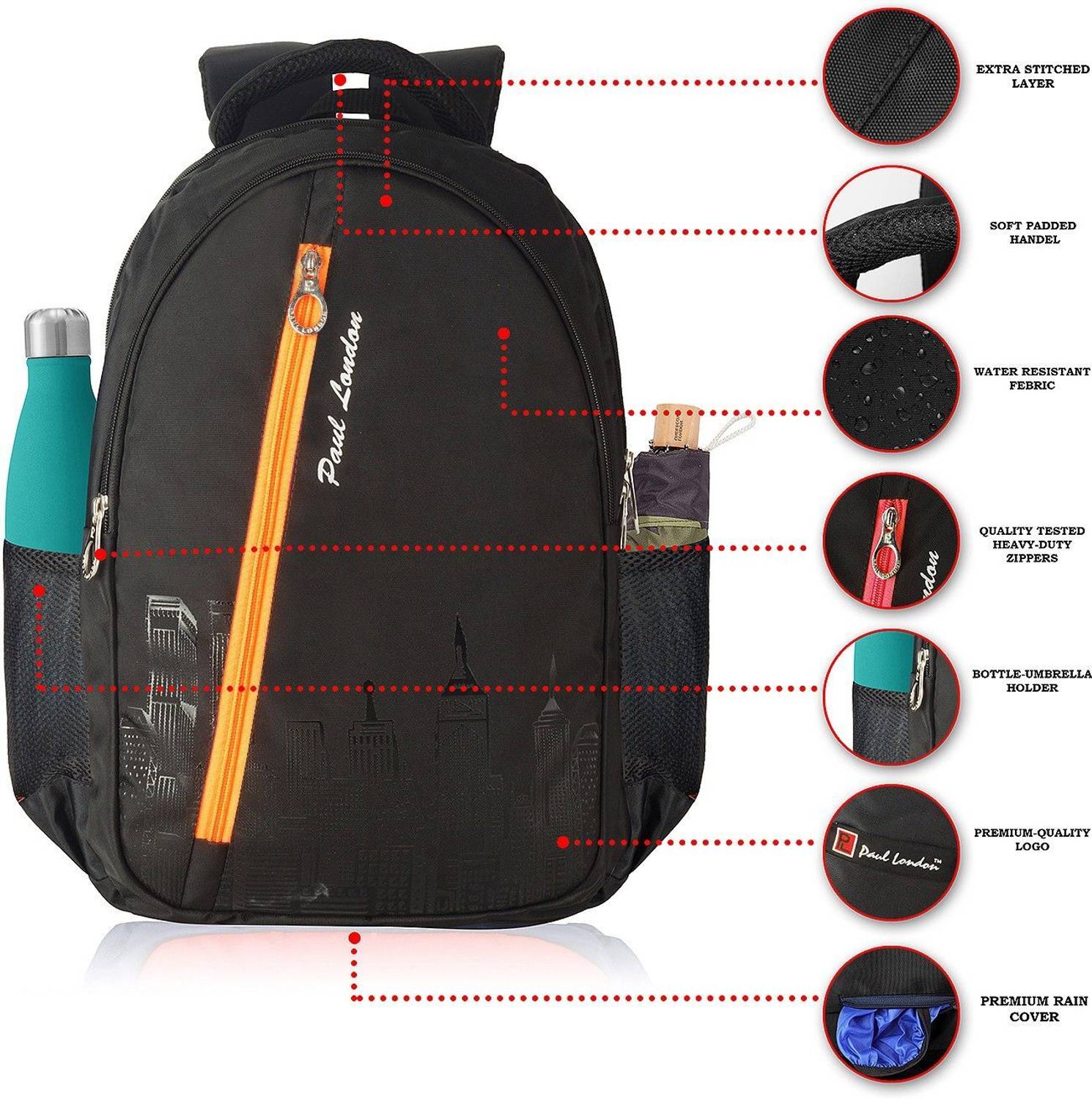 Paul London Pixel 35L Black Laptop Backpack - Image 2