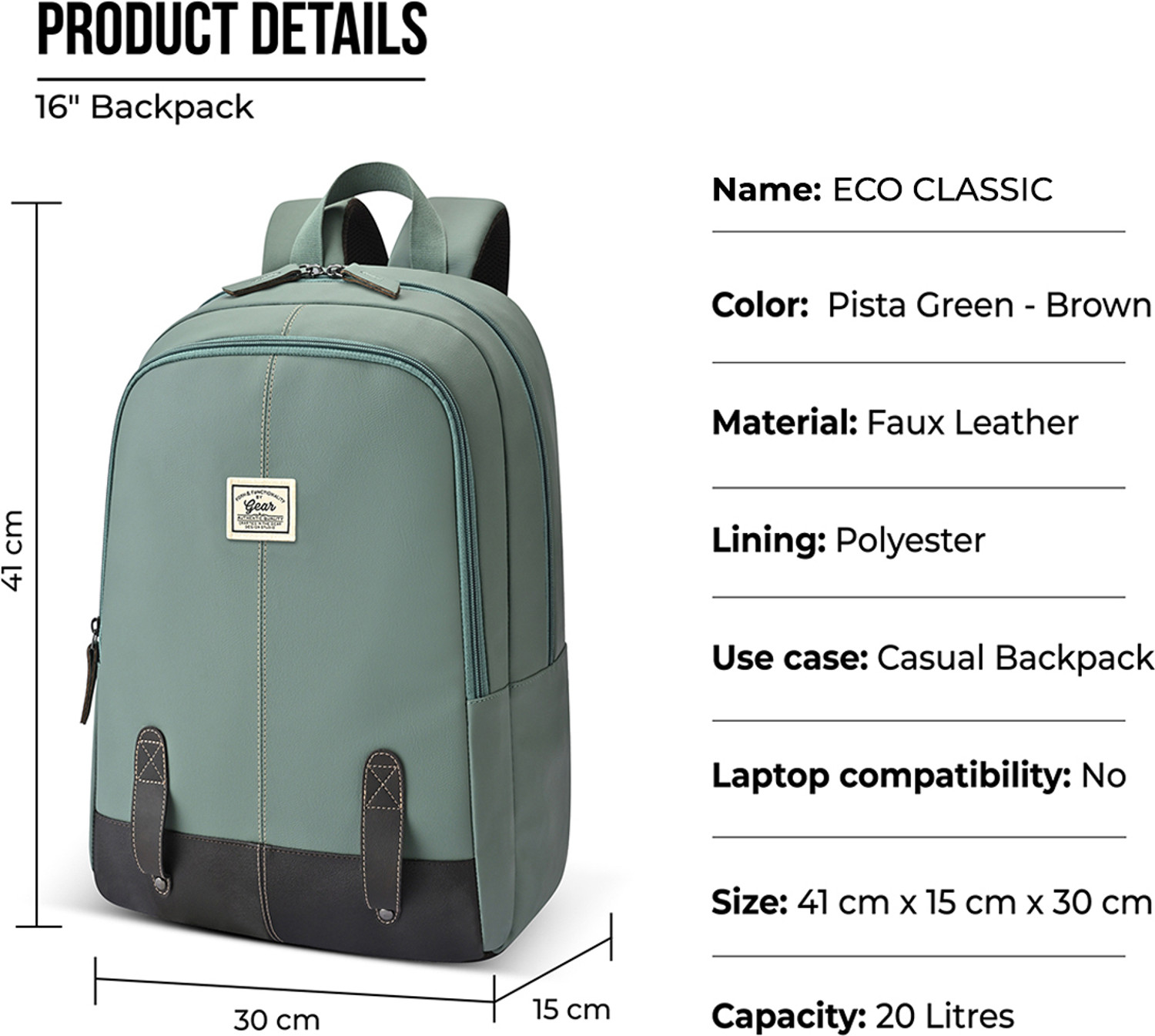 Image of Gear ECO CLASSIC DAYPACK 16 20 L Backpack