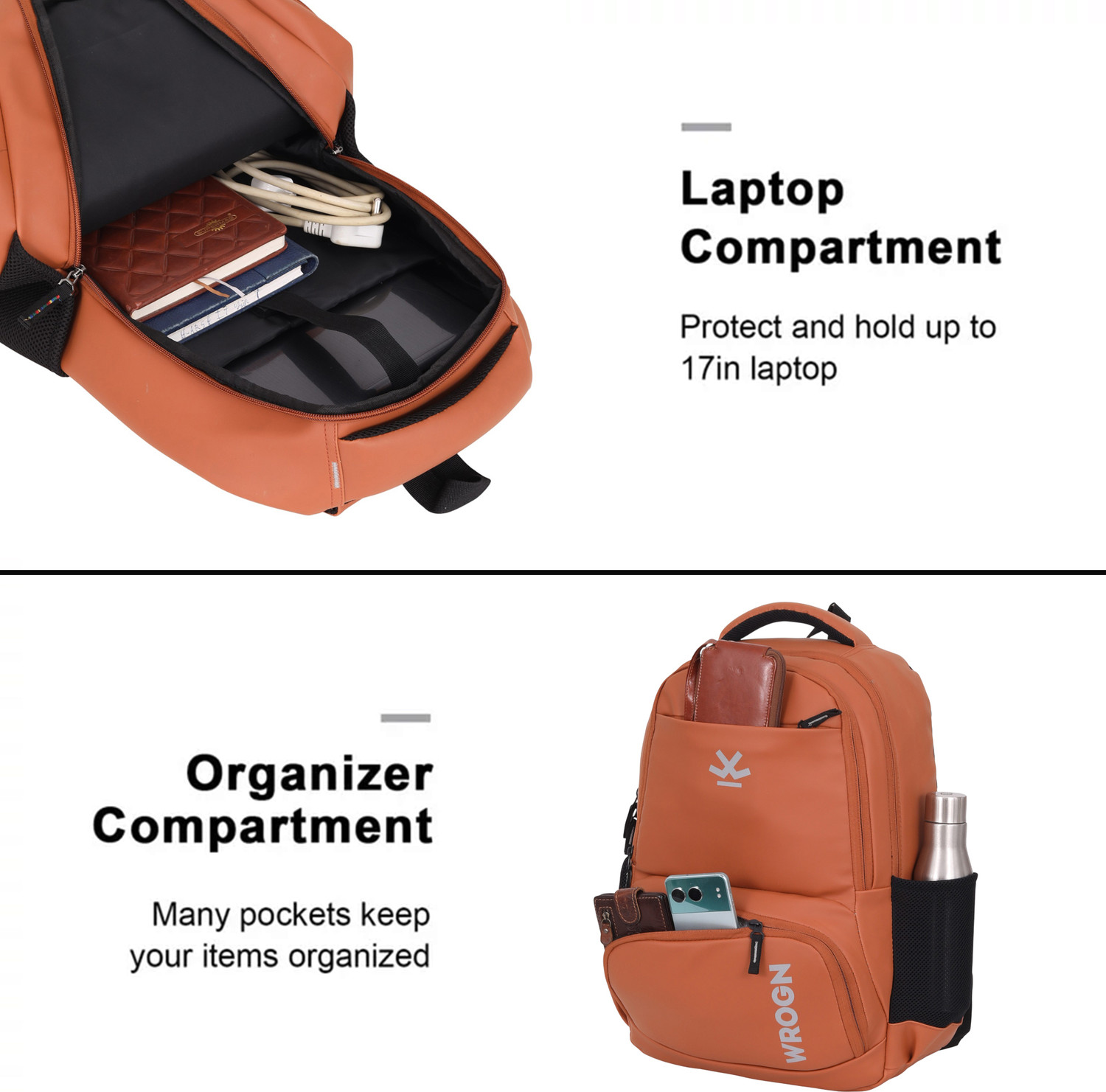 Image of WROGN Axe PU Leather Laptop Backpack for men and women for Office college handbags 33 L Backpack
