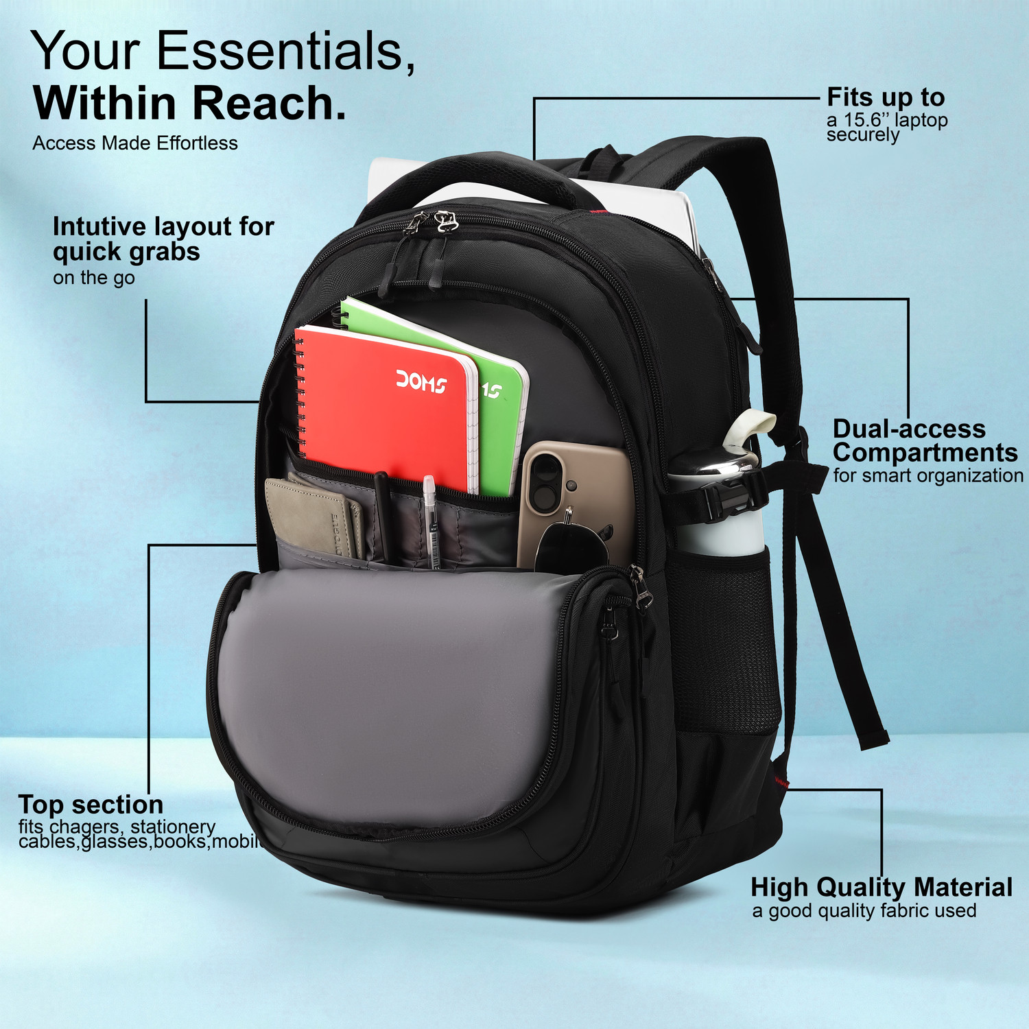 Image of MOONLARK Spacious Professional Travel Bag & College Bag with Rain Cover & Organizer 40 L Laptop Backpack