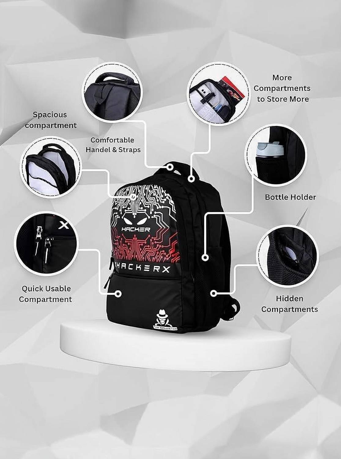 Ashifa THE HACKER Edition Bag 2 Secret Pockets, 28 litres Large Size Laptop Backpack 28 L Laptop Backpack