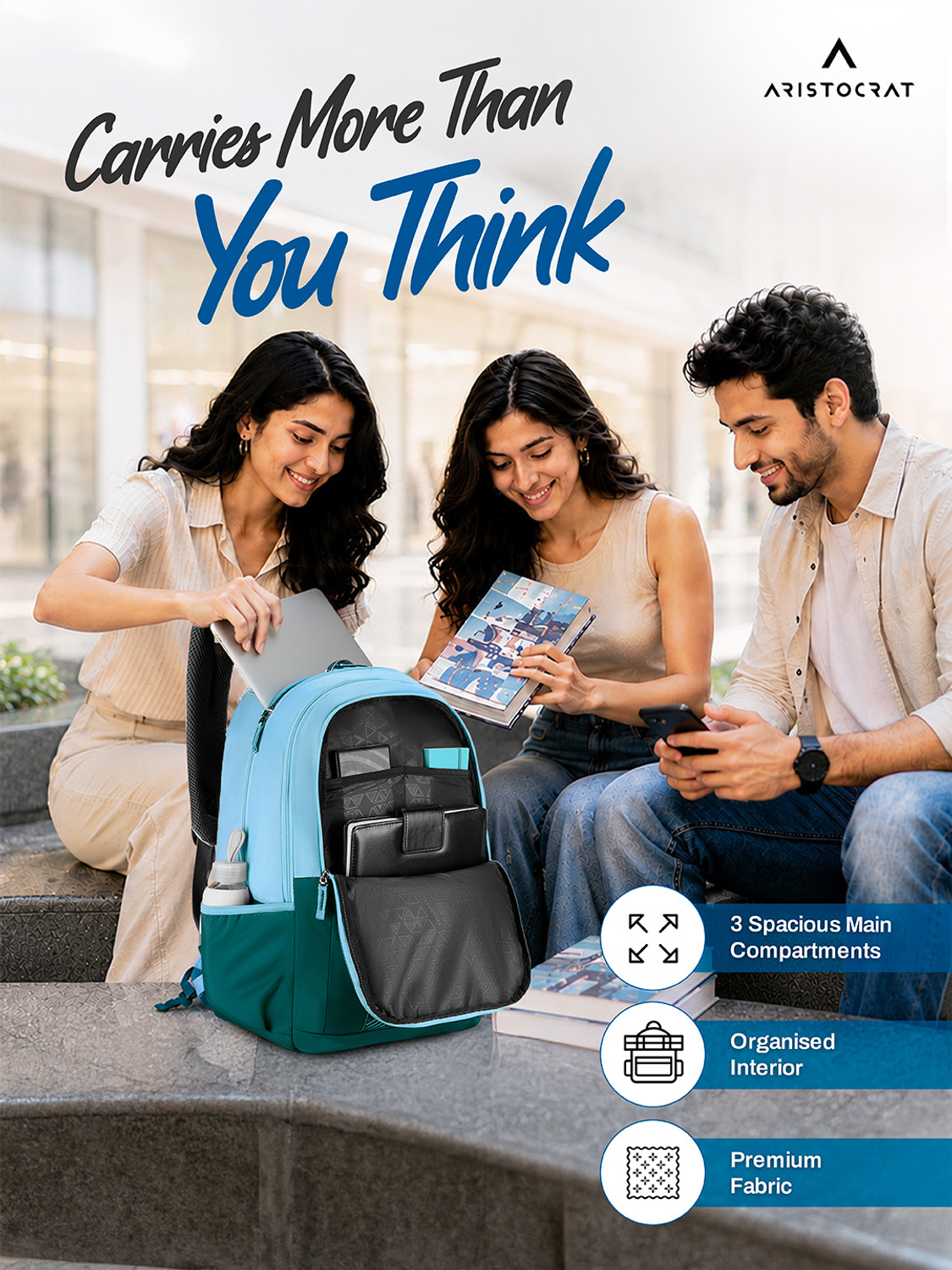 Image of ARISTOCRAT NRG Casual Backpack with 3 Specious Compartments and Quick-Access Front Pocket 42 L Backpack