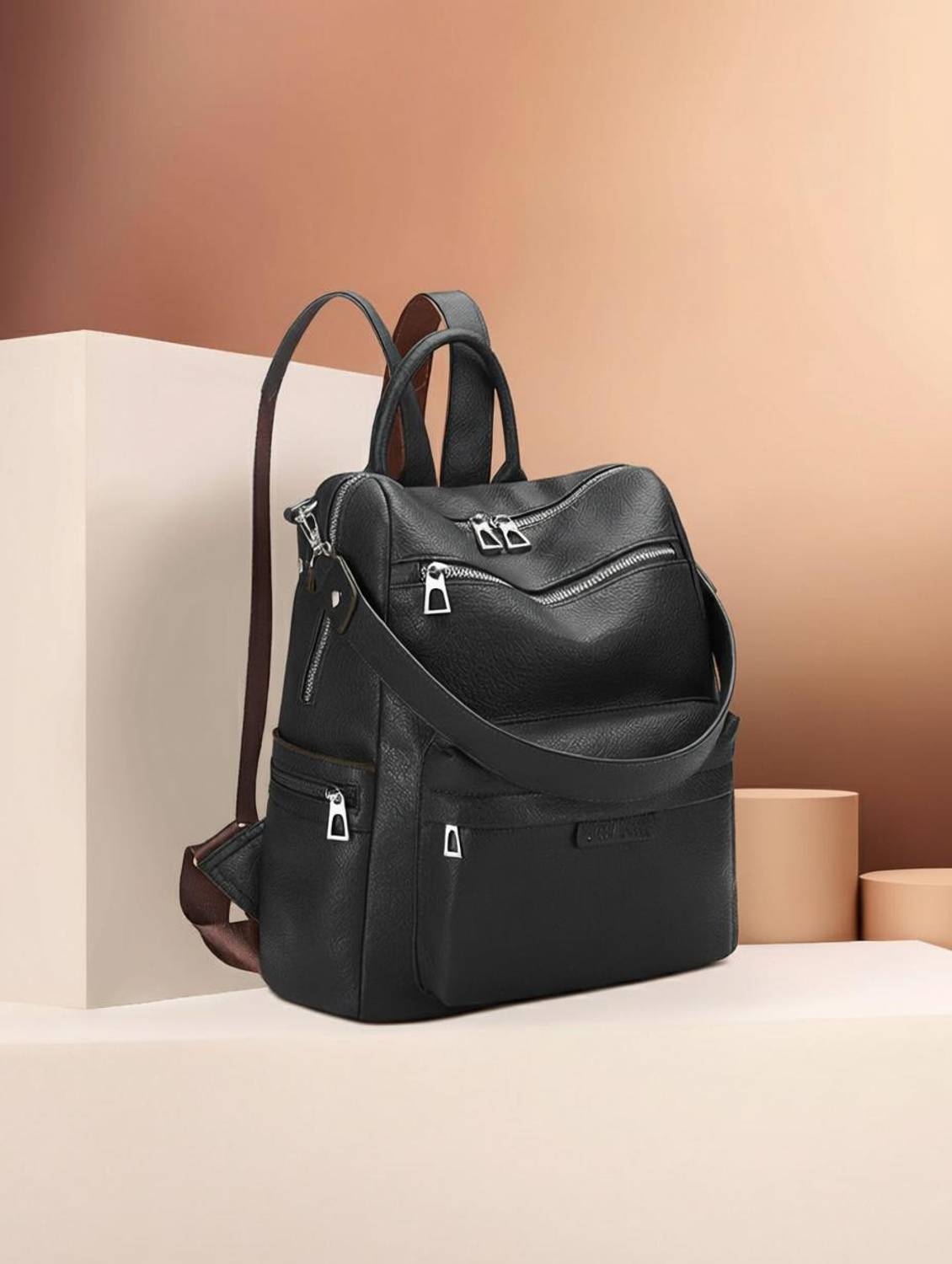 AloneFit Laptop Backpack Purse for Women Convertible Travel Vintage PU Leather Bagpack 25 L Backpack