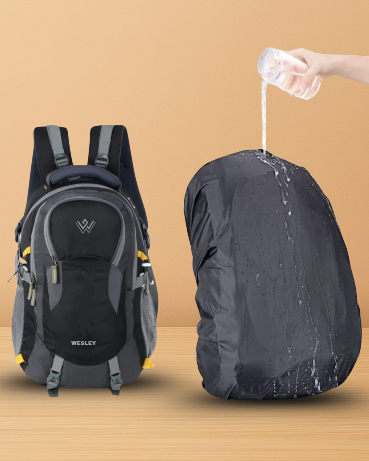Image of WESLEY Spartan Rucksack hiking laptop bag fits upto 17.3 Raincover & internal organiser Rucksack - 45 L