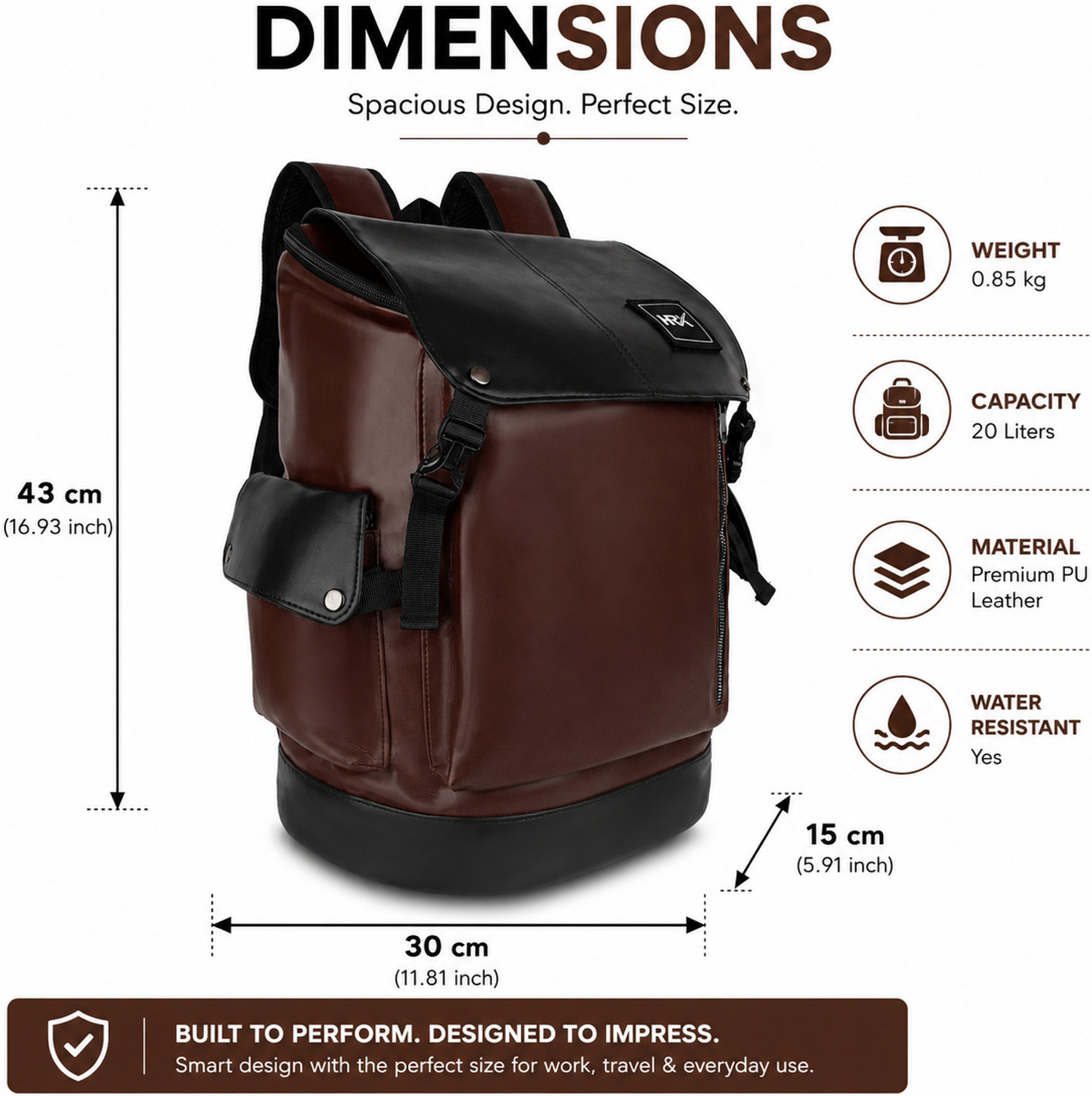 Image of HRX by Hrithik Roshan Leather Laptop Backpack with USB Charging Port Water Resistant Travel Bag 35 L Laptop Backpack