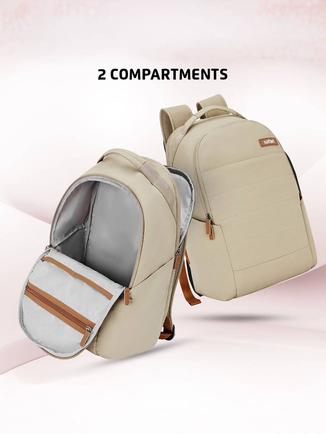 SAFARI Rizz 24L Beige Laptop Backpack - Image 3