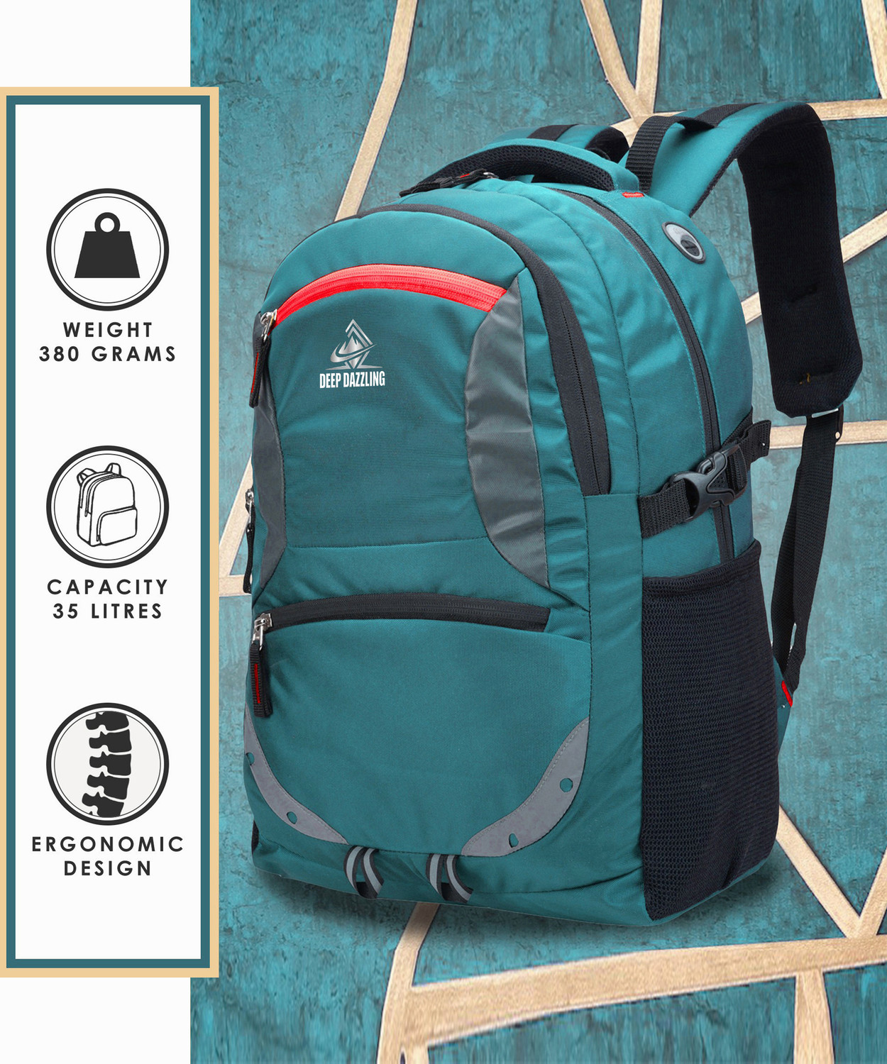 Image of DEEP DAZZLING Unisex Spacy School Collage Bag & Backpack With Rain Cover And Reflective Strip 35 L Trolley Laptop Backpack