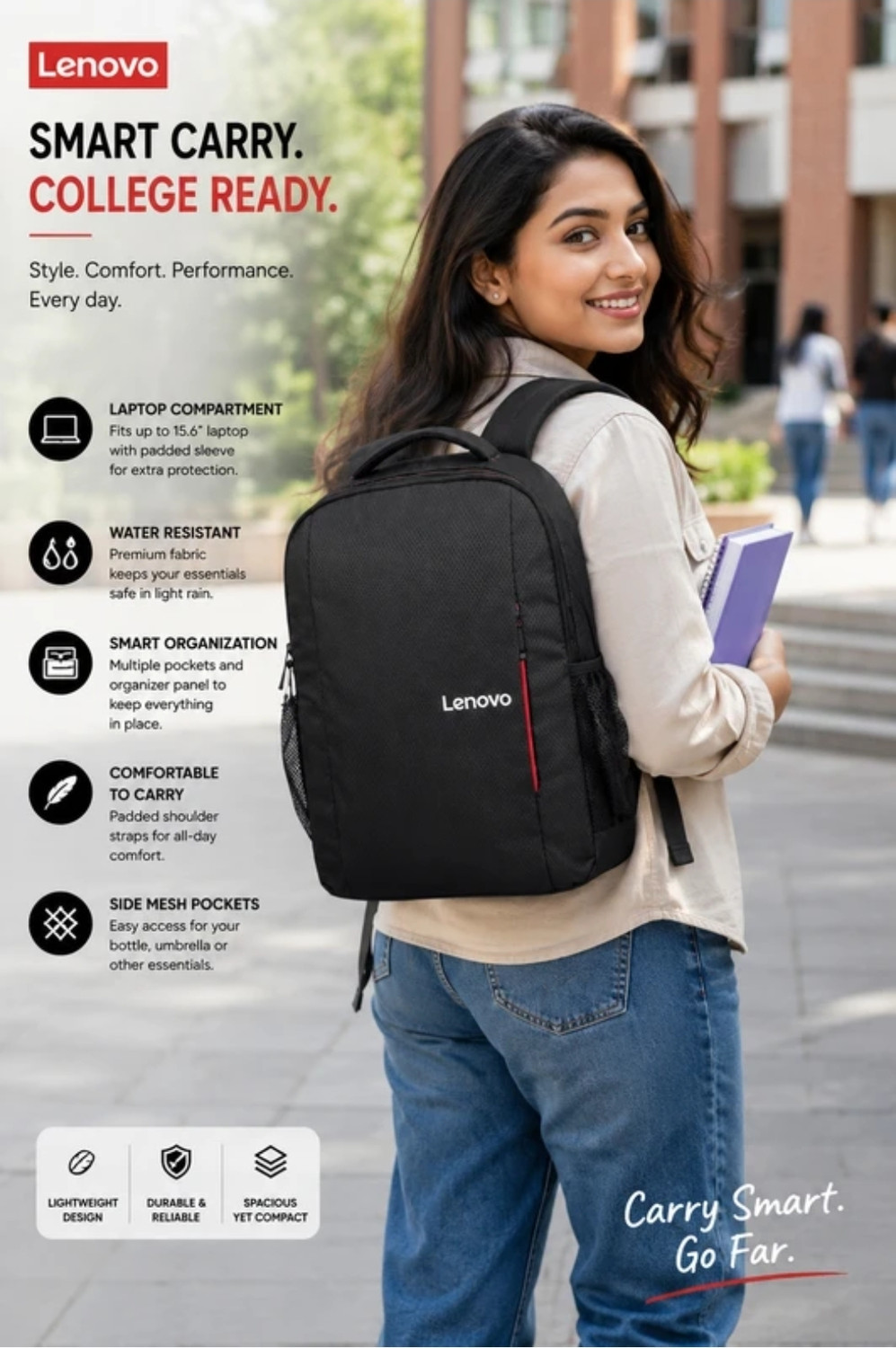 Image of Lenovo Large 36 L Laptop Backpack Lenovo129 (Black)