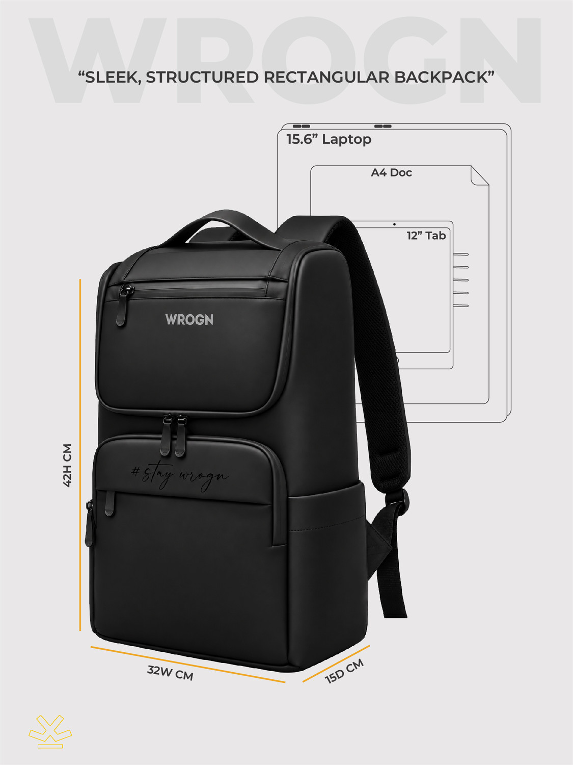 Image of WROGN Large 40 L Laptop Backpack Business Prime Laptop Backpack with Anti Theft Pocket & Luggage Strap (Black)