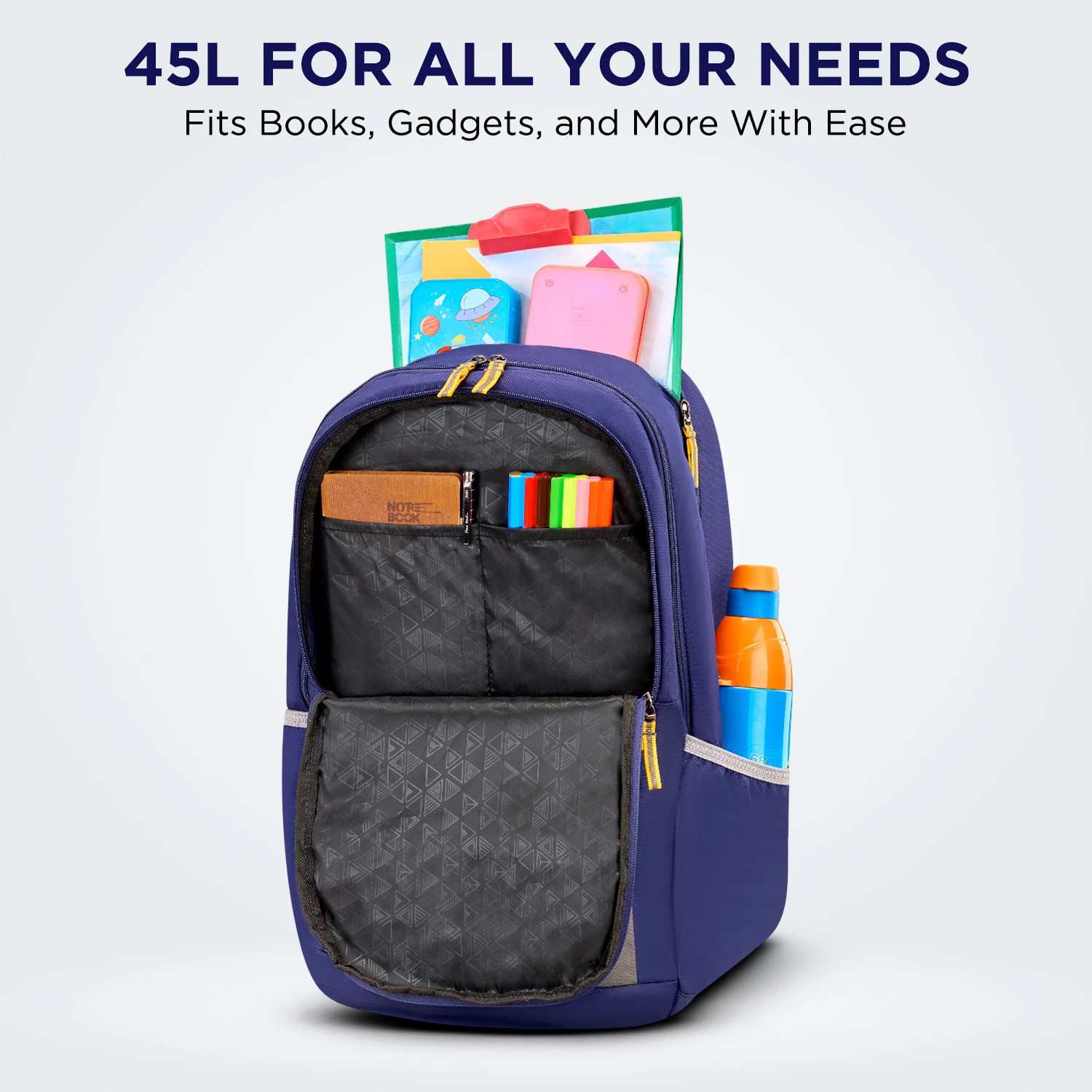 Image of ARISTOCRAT Edupack Casual Backpack for Boys & Girls with 3 Compartments, Side Bottle Pocket 45 L Backpack
