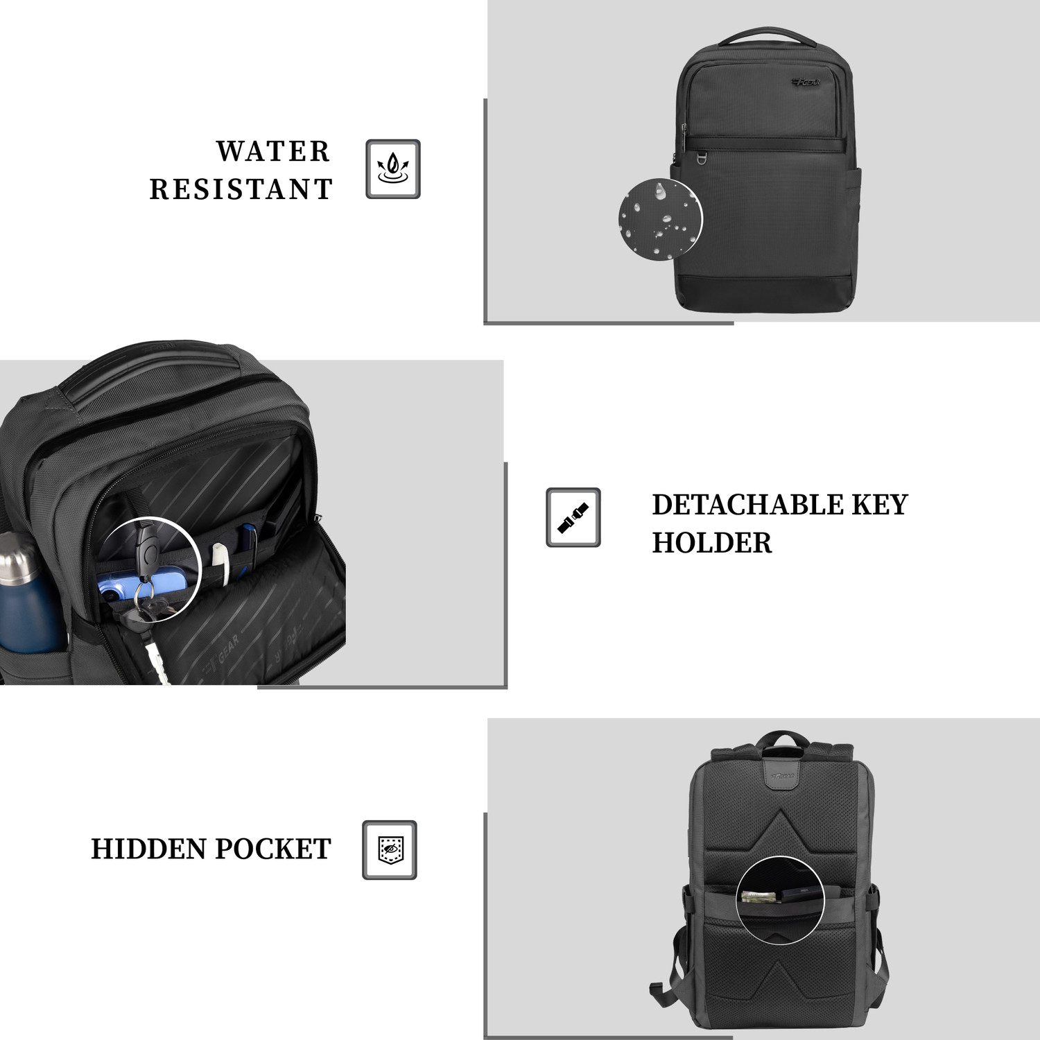 Image of F Gear Hallstat 20L Backpack USB & Type-C Ports|2 spacious Compartments & Hidden Pocket 20 L Laptop Backpack