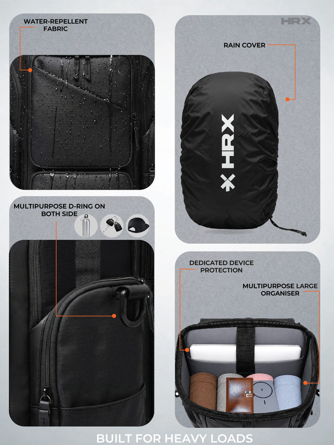 Image of HRX by Hrithik Roshan Keep Going Unisex Bakpack with Anti-Theft & 7 Utility Pockets and Chest Strap 42 L Laptop Backpack