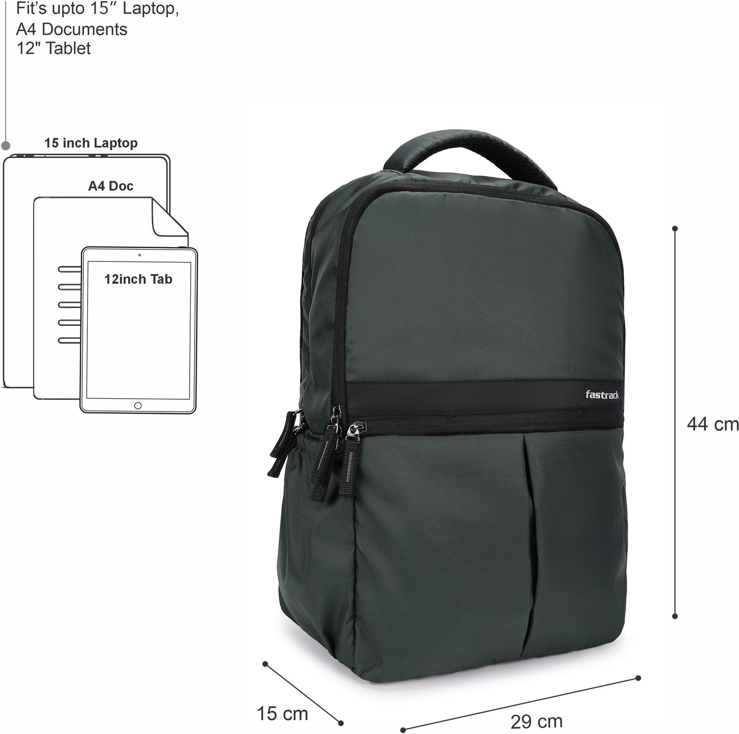Image of Fastrack Unisex Twinzip Laptop Backpack with 15 inchLaptopSleeve 23 L Laptop Backpack