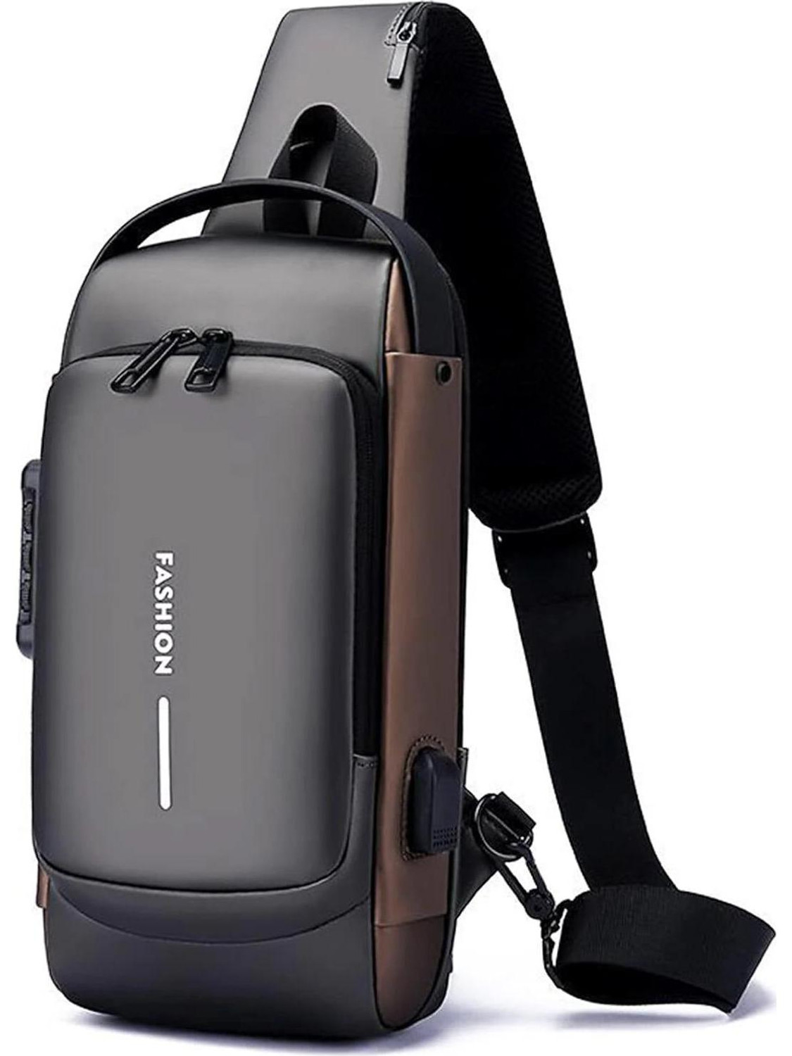 Image of MARSRTH Anti-Theft Chest Casual Shoulder Bag,Travel Hiking Side Bag Grey Golden 1.5 L Backpack