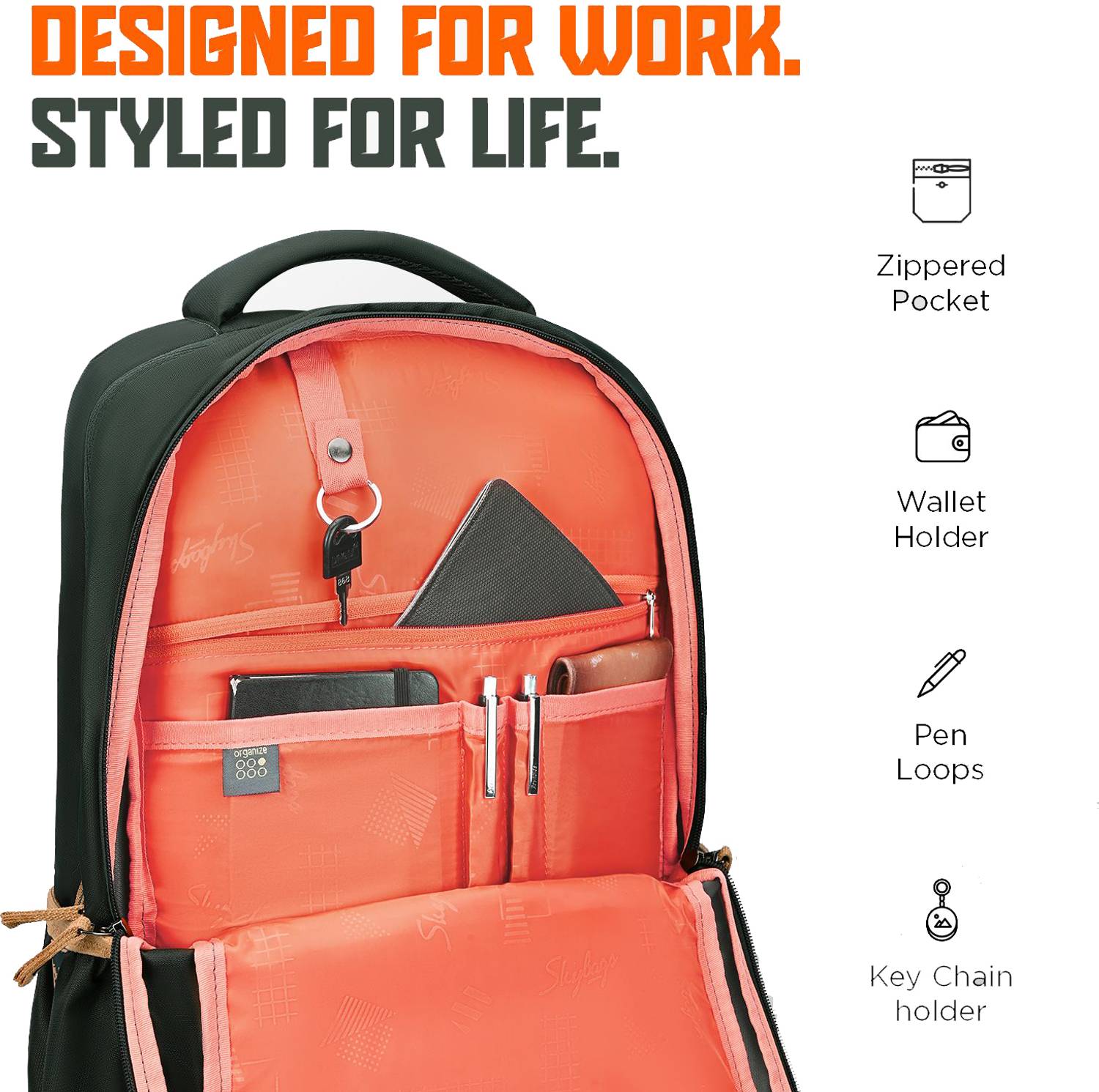 SKYBAGS Zynex Professional Laptop Compatible with Rain Cover 30 L