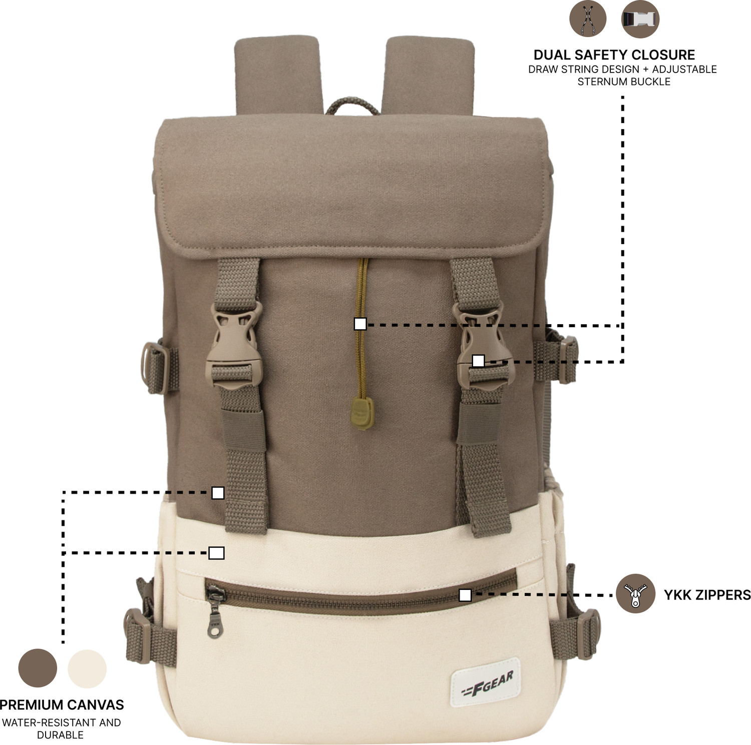 Image of F Gear Canyon 18L Premium Canvas Laptop Backpack|Water-Resistant|Office & College Bag 18 L Laptop Backpack