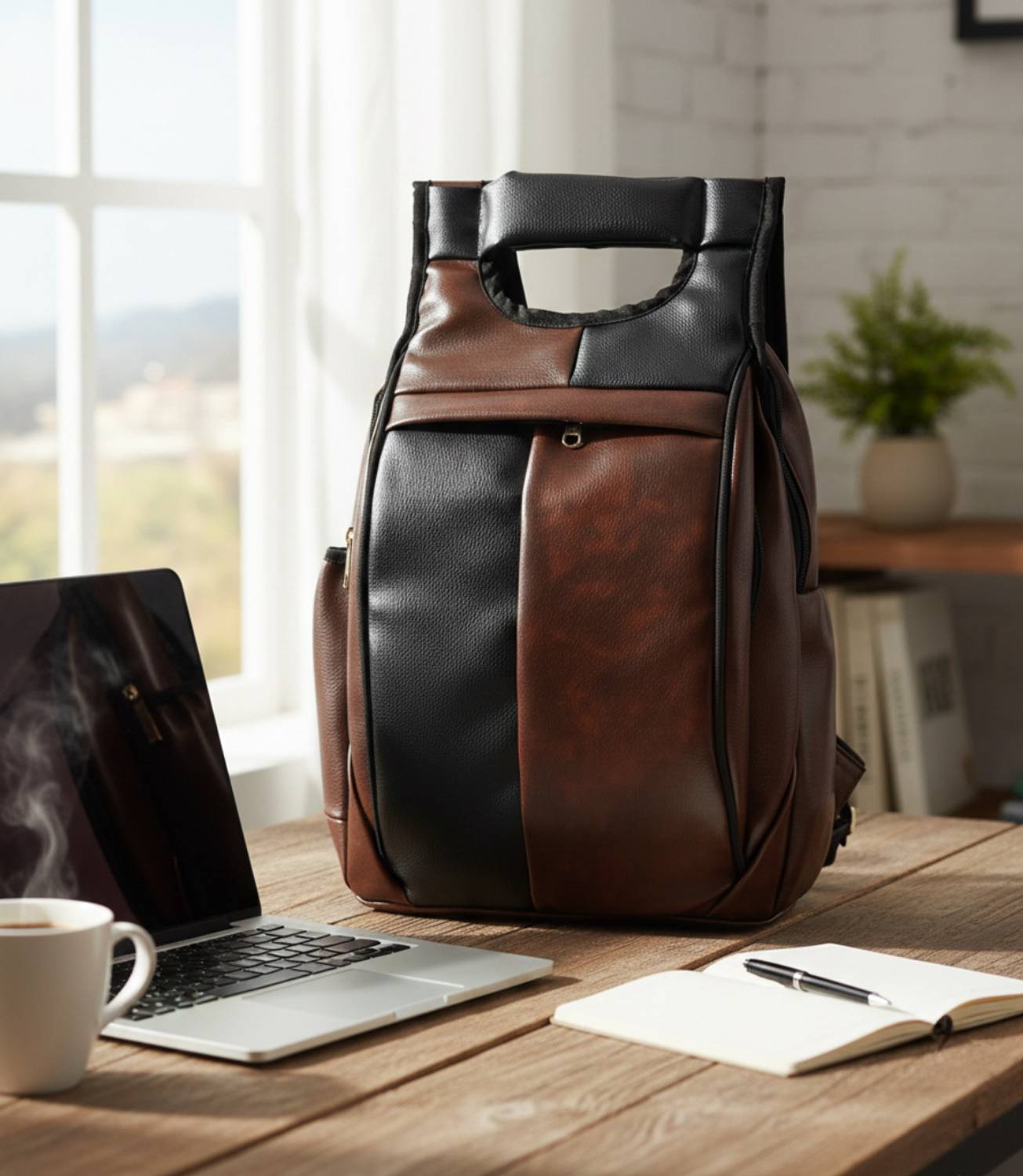 FLY BOYZ 28L Leather Laptop Backpack - Image 1