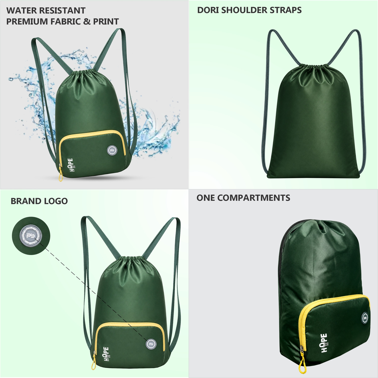 Image of PB Pearl Bags Premium Polyester Drawstring / Dori Bag with Front Zip Pocket (46.5x32.5X11 CM) 17 L Backpack