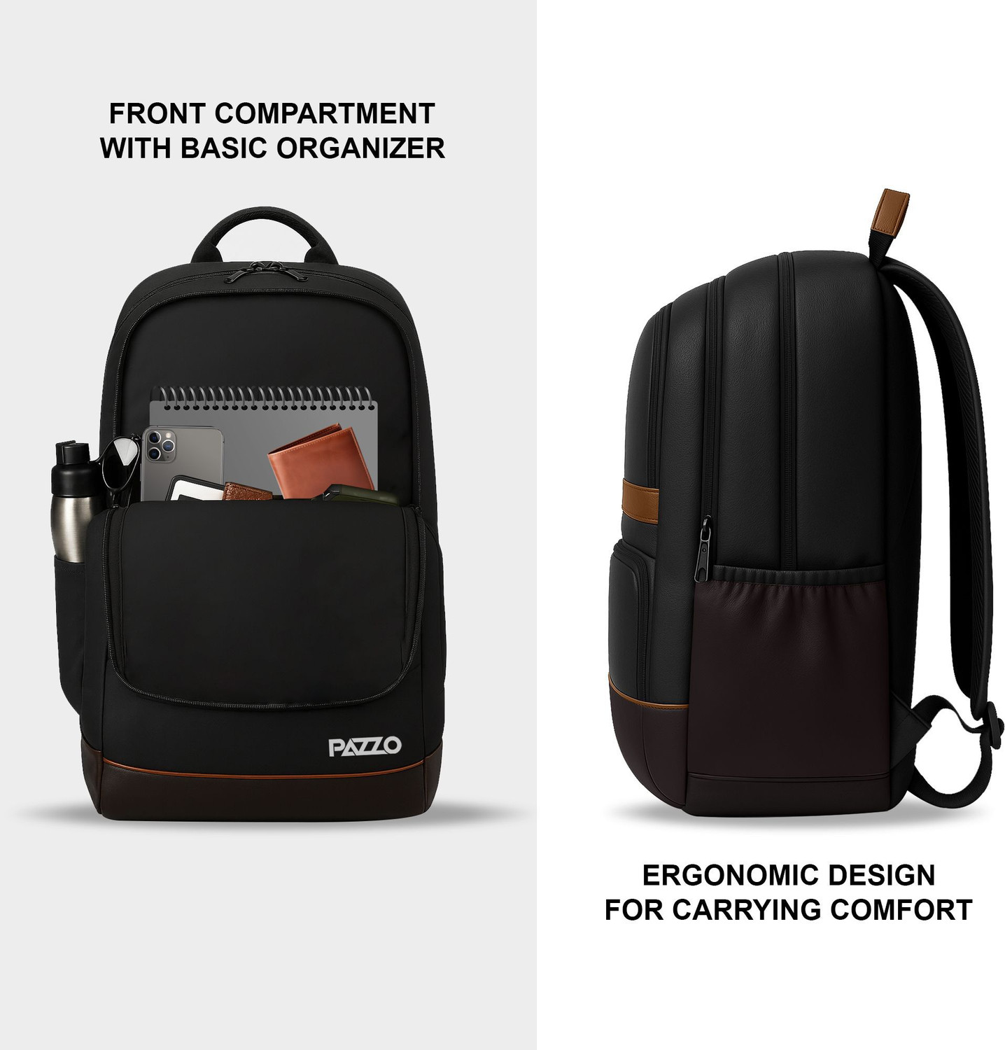 Image of PAZZO Classic Anti Theft Faux Leather Office /Travel /College with 15.6 inch Sleeve for Men 30 L Laptop Backpack