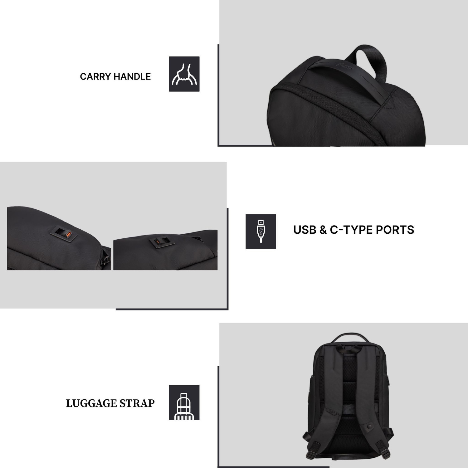 Image of F Gear Small 20 L Laptop Backpack Bellagio 20L Backpack|Fits Laptop Up to 17-Inch|USB & Type-C Charging Ports (Black)