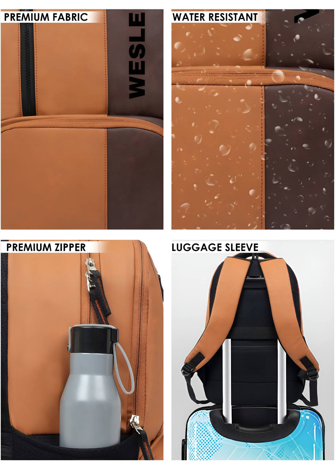 Image of WESLEY Vintage Faux Leather Pu Waterproof Unisex Office /College /Business /School /bags 35 L Laptop Backpack