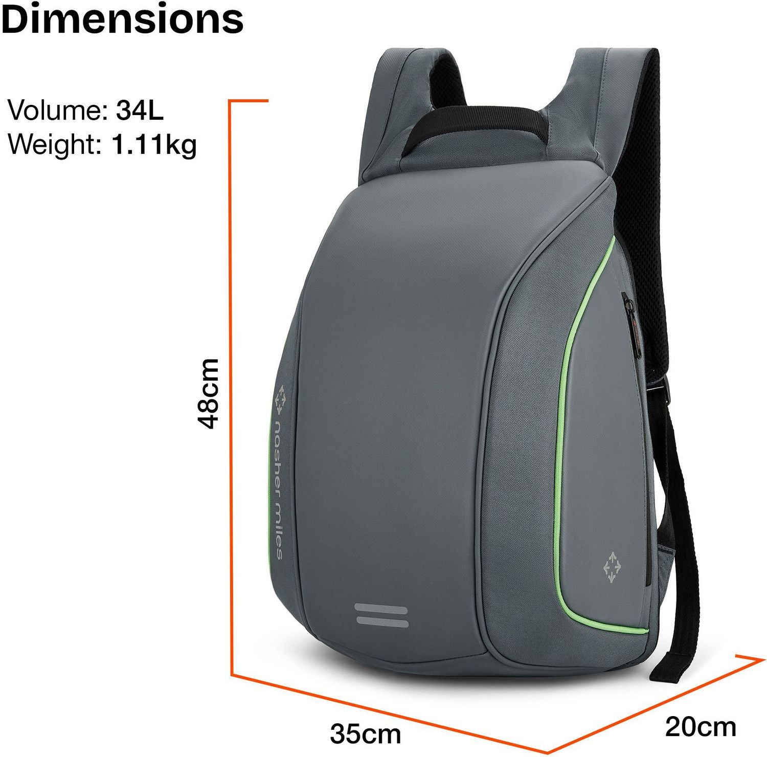 Image of NASHER MILES Monash Laptop Backpack Premium PVC Polyester Reflective Rider for Travel Office 34 L Laptop Backpack