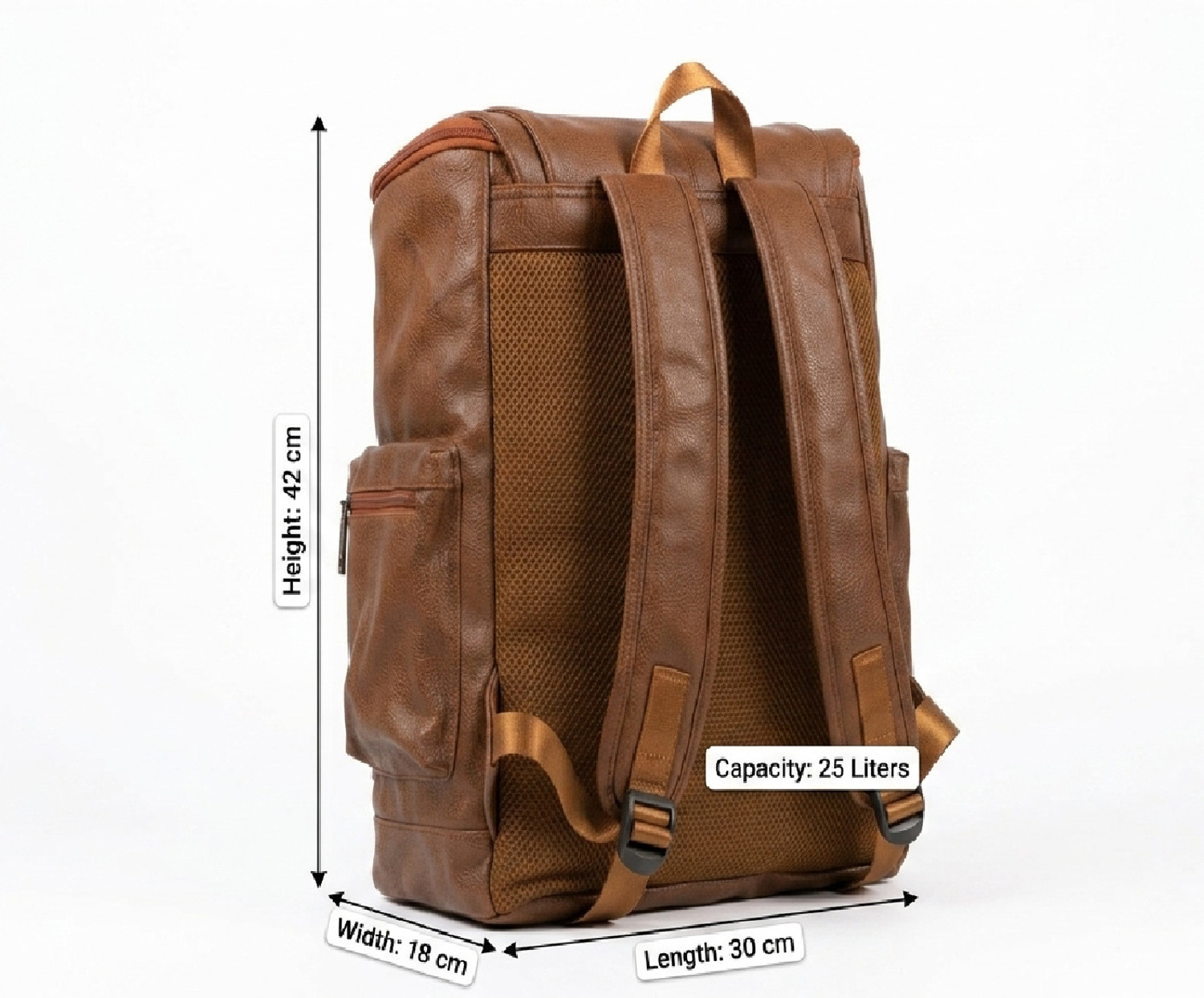 Image of Atom Basics 25L Vegan Leather Laptop Backpack for Men & Women | Water Resistant Black 24 L Laptop Backpack