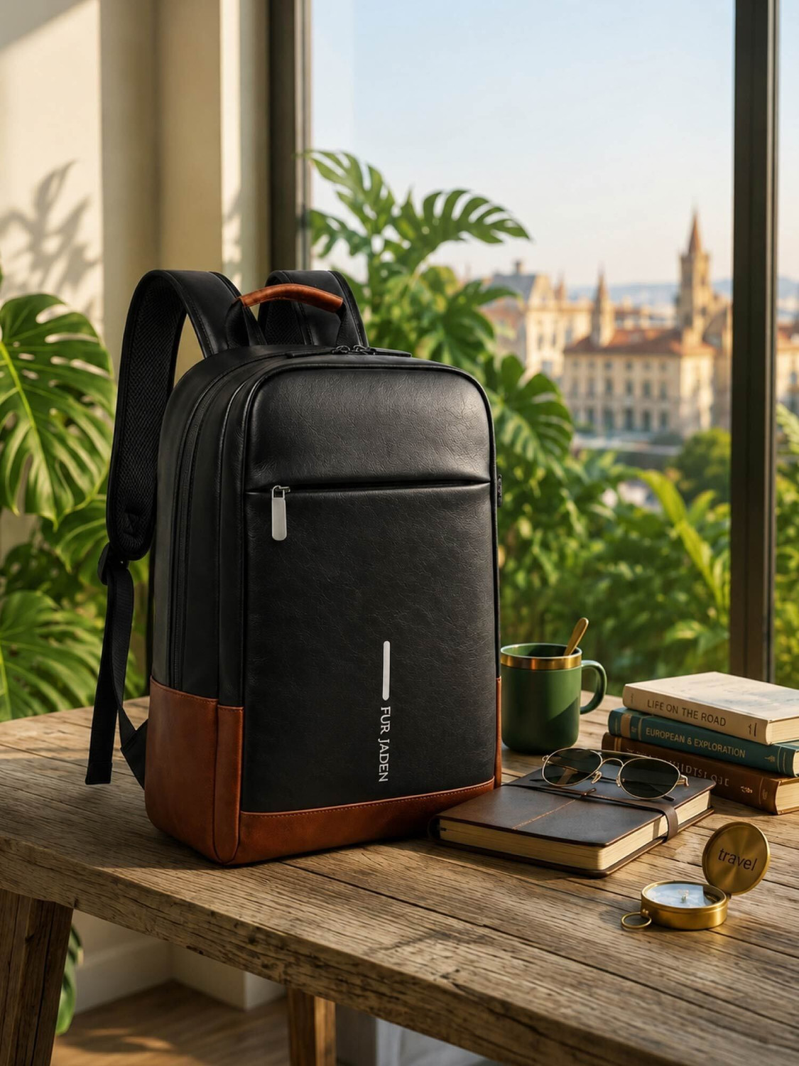 Image of FUR JADEN Vegan Leather Anti Theft Number Lock 15.6 Inch 25 L Laptop Backpack