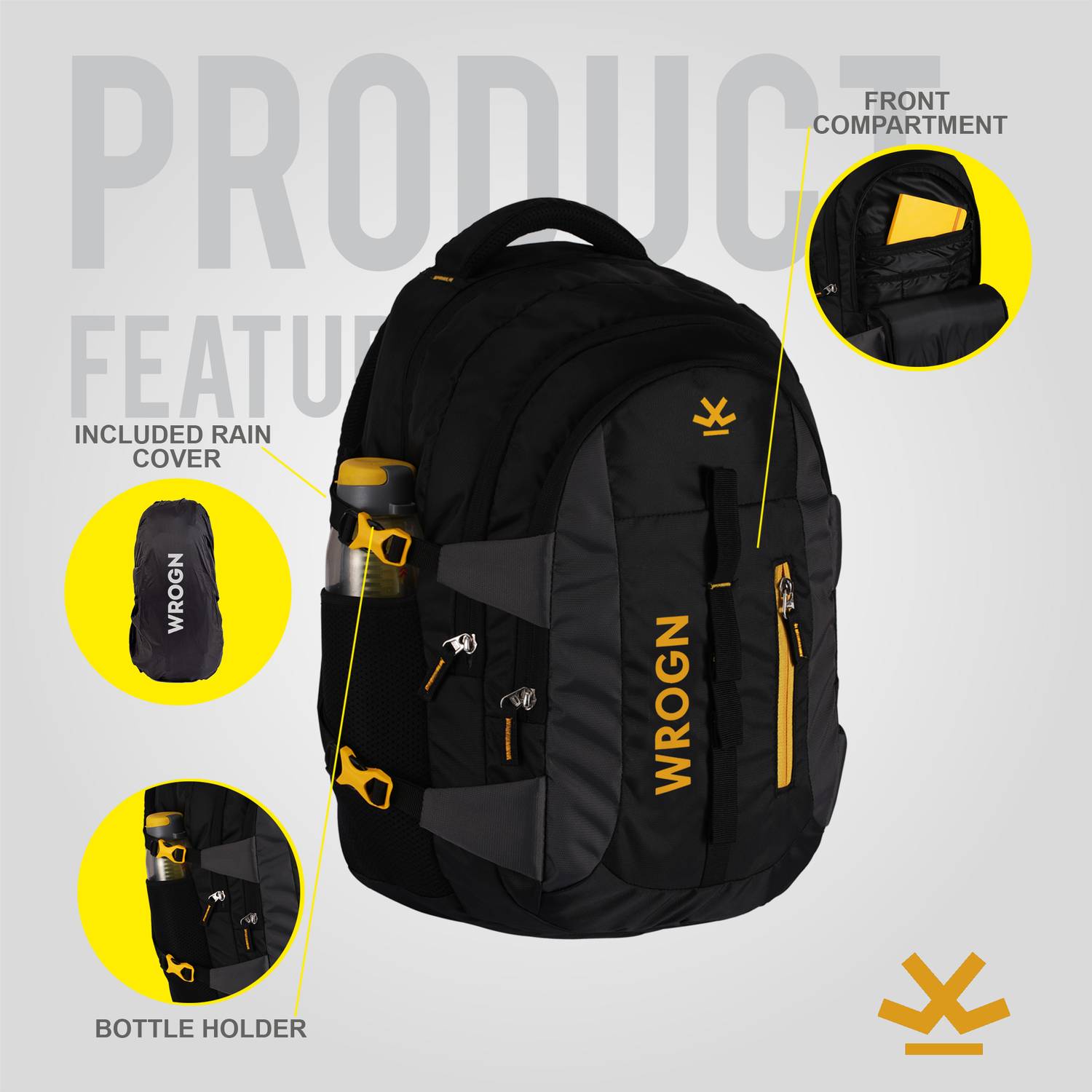 WROGN 3 Compartments 45L Laptop Backpack Pack of 3 - Image 4