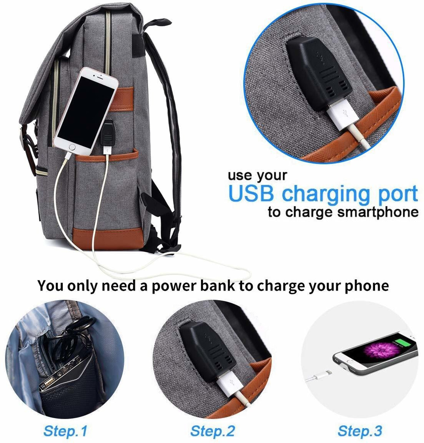 Image of TOURTIER 43 Cm USB Charging Fabric Laptop 30 L Laptop Backpack