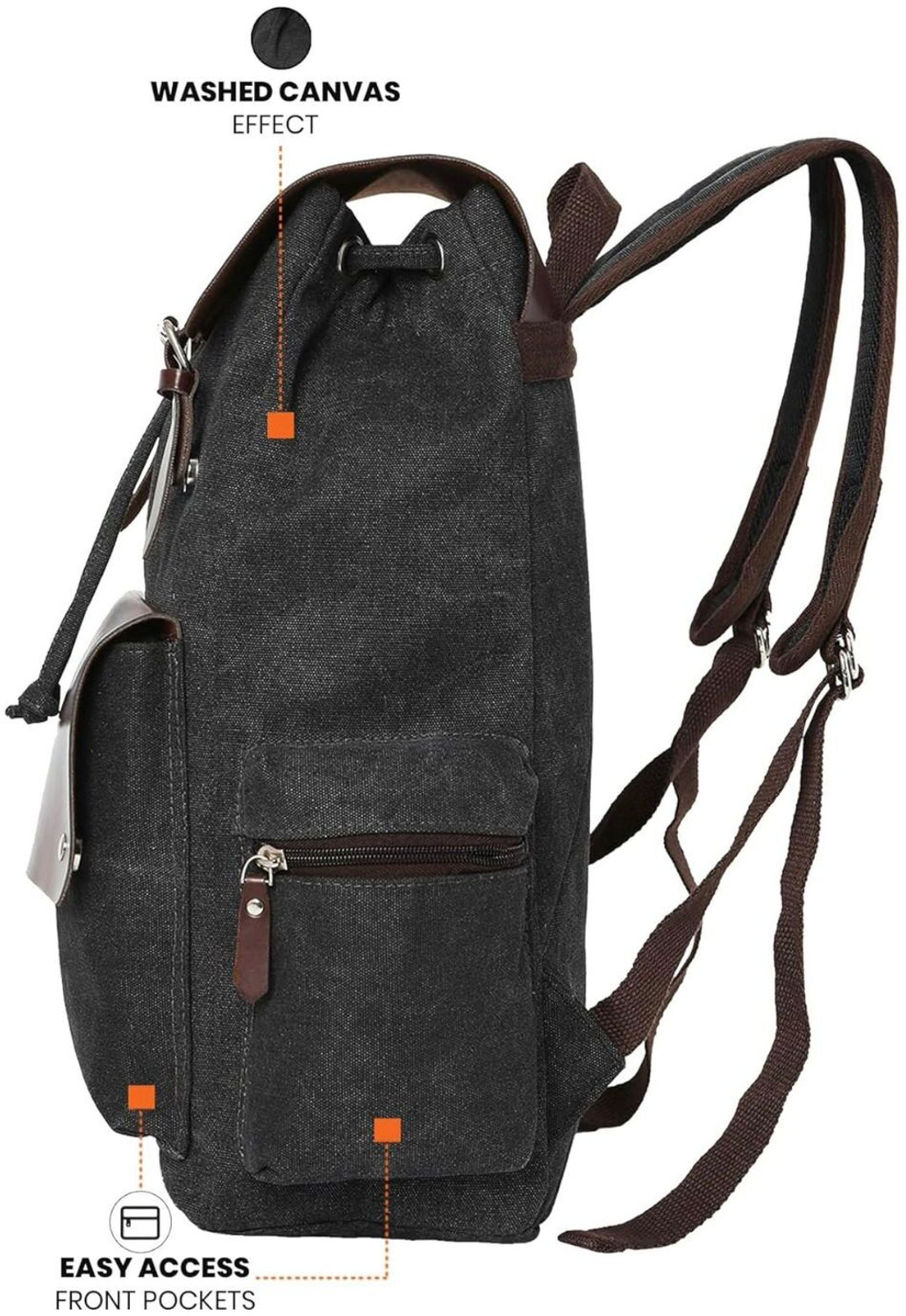 Image of SKOVA LONDON Eco Friendly Travel Laptop Canvas Vegan Leather for Men Women for Travel Hiking 30 L Backpack