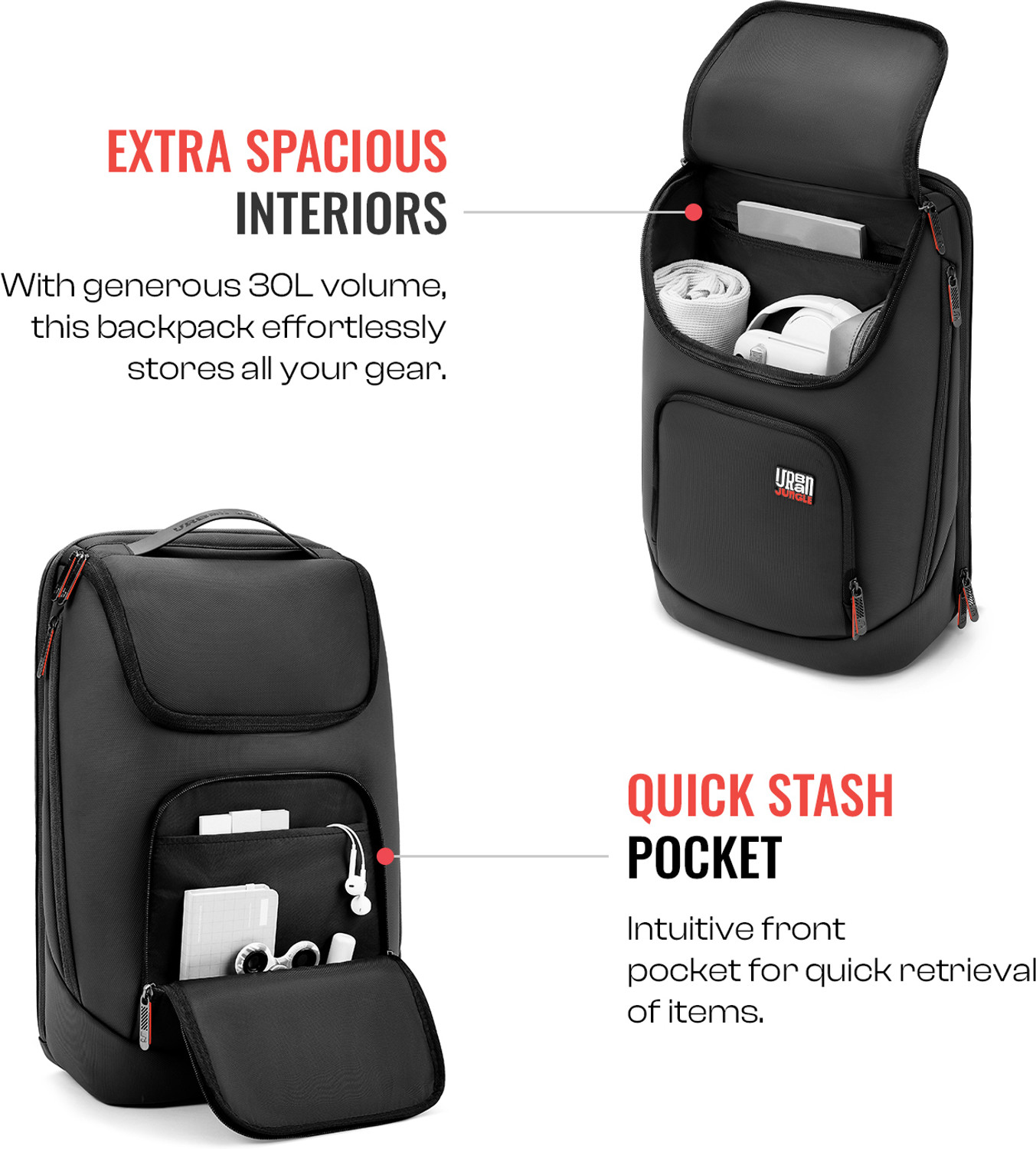 Image of Urban Jungle Hive workpack, 30Ltrs, Polyester Laptop Backpack for Men and Women, Black 30 L Laptop Backpack
