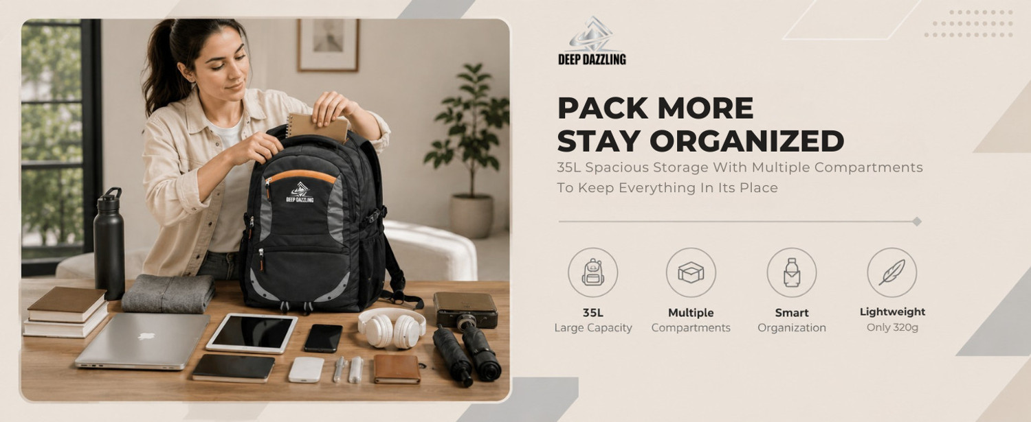 Image of DEEP DAZZLING Unisex Spacy School Collage Bag & Backpack With Rain Cover And Reflective Strip 35 L Trolley Laptop Backpack