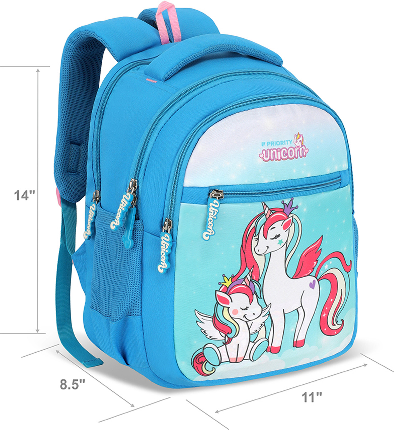 Image of Priority 14 Inch Unicorn Printed Teal Blue School 21 L Backpack