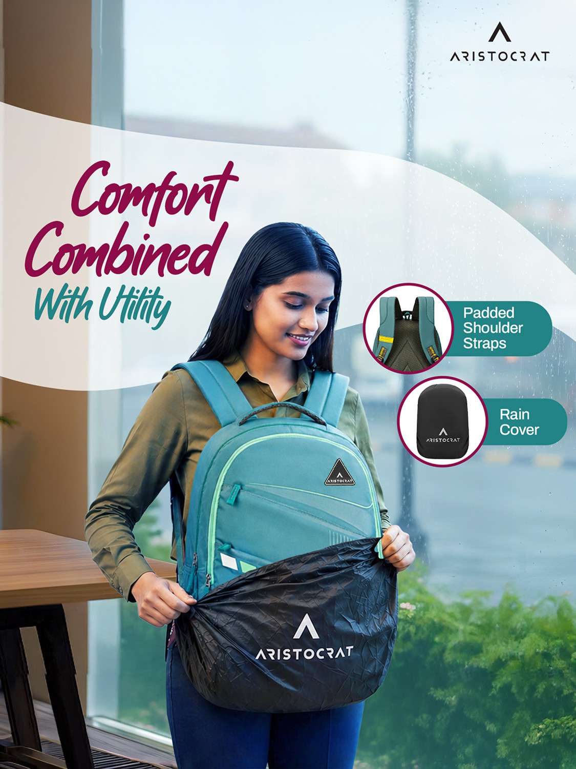 Image of ARISTOCRAT Stan 15.6 inch Compatible Laptop Backpack with 3 Specious Compartments & Rain Cover 32 L Laptop Backpack