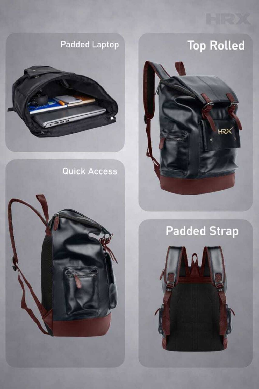 HRX by Hrithik Roshan Leather Anti-Theft 35L Laptop Backpack with USB - Image 4