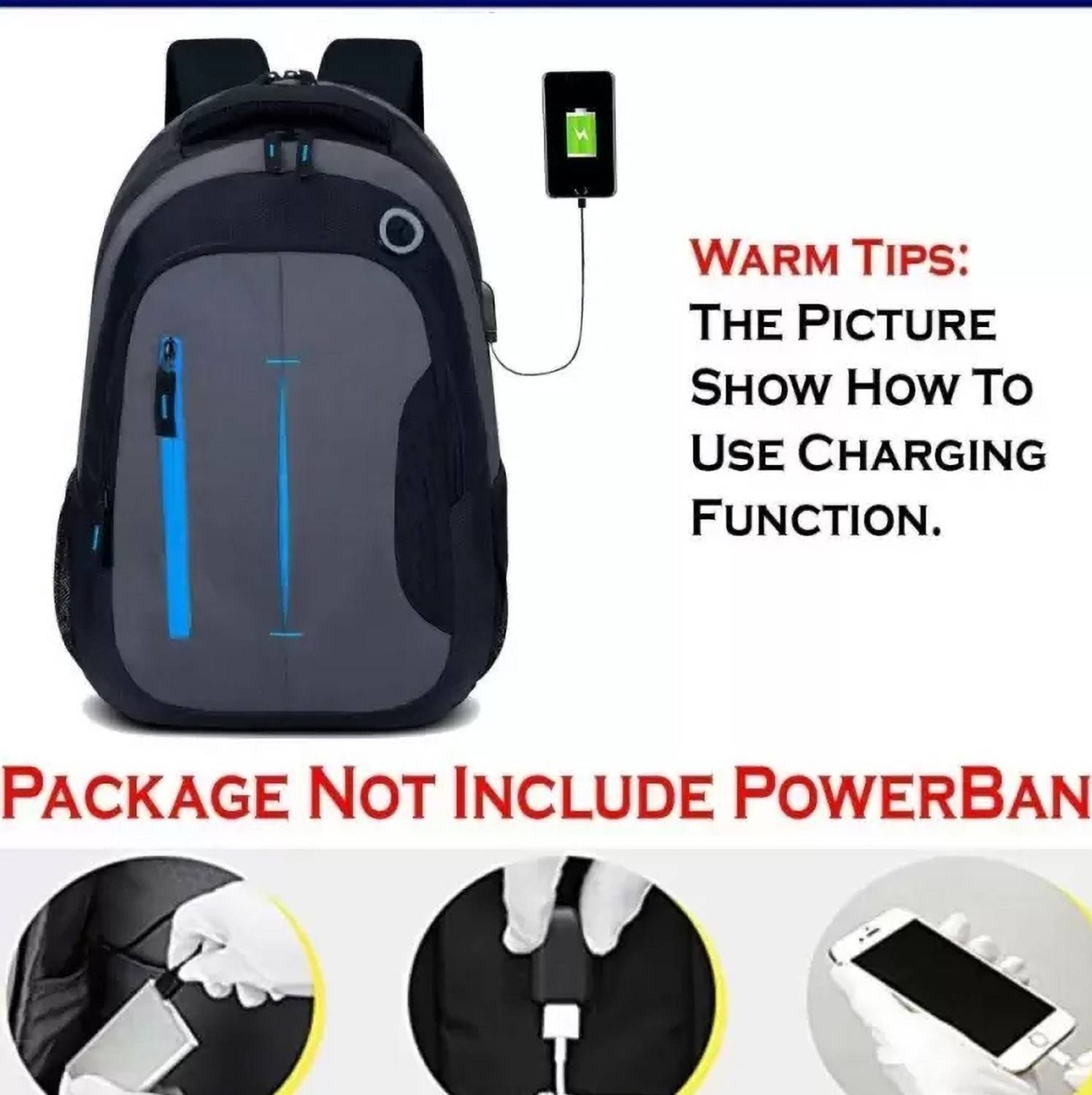 SHIVAYE 37L Water Resistant USB Charging Backpack - Image 5