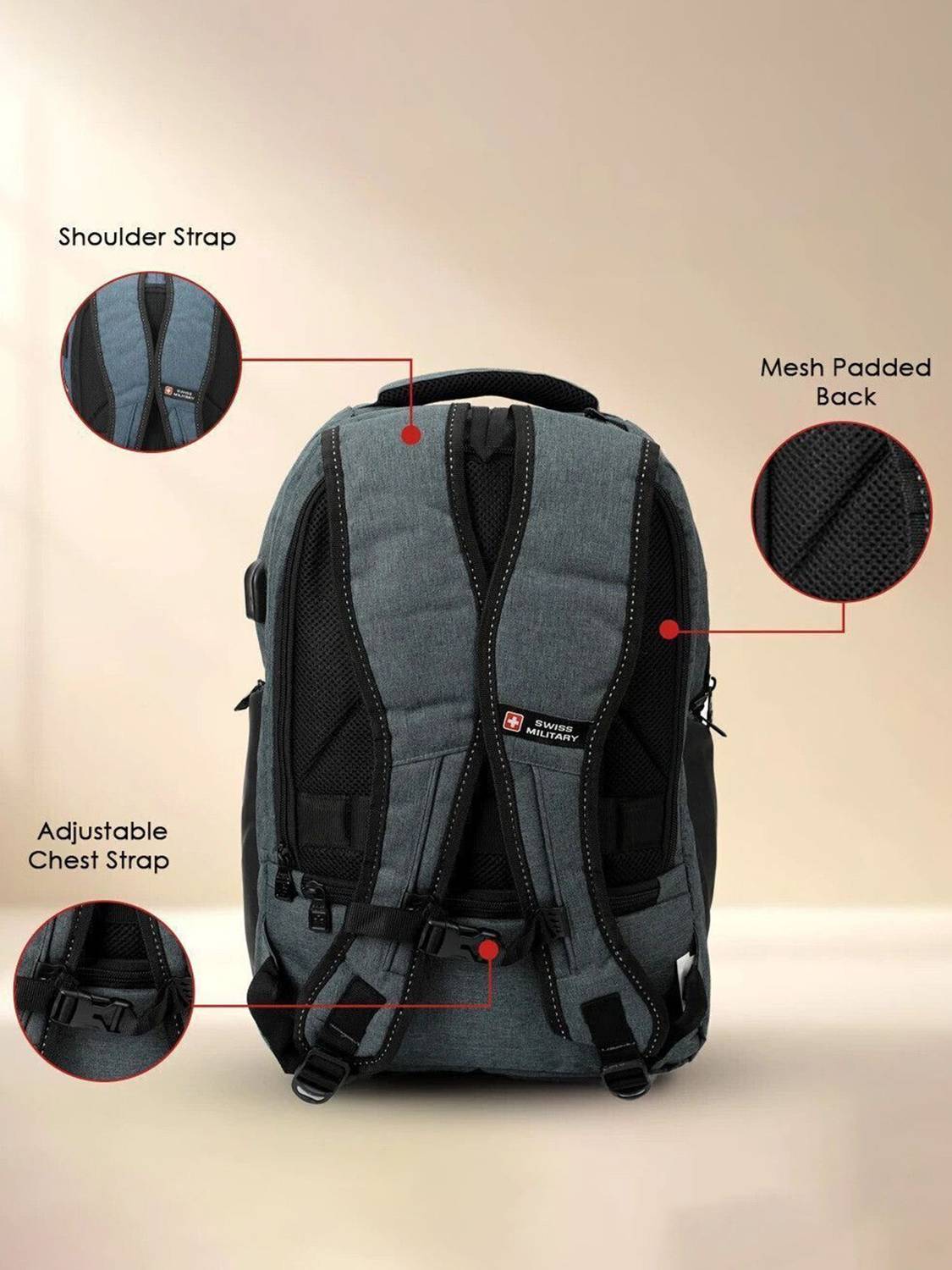 SWISS MILITARY with Rain Cover 26 L Laptop Backpack Blue - Price in India |  Flipkart.com