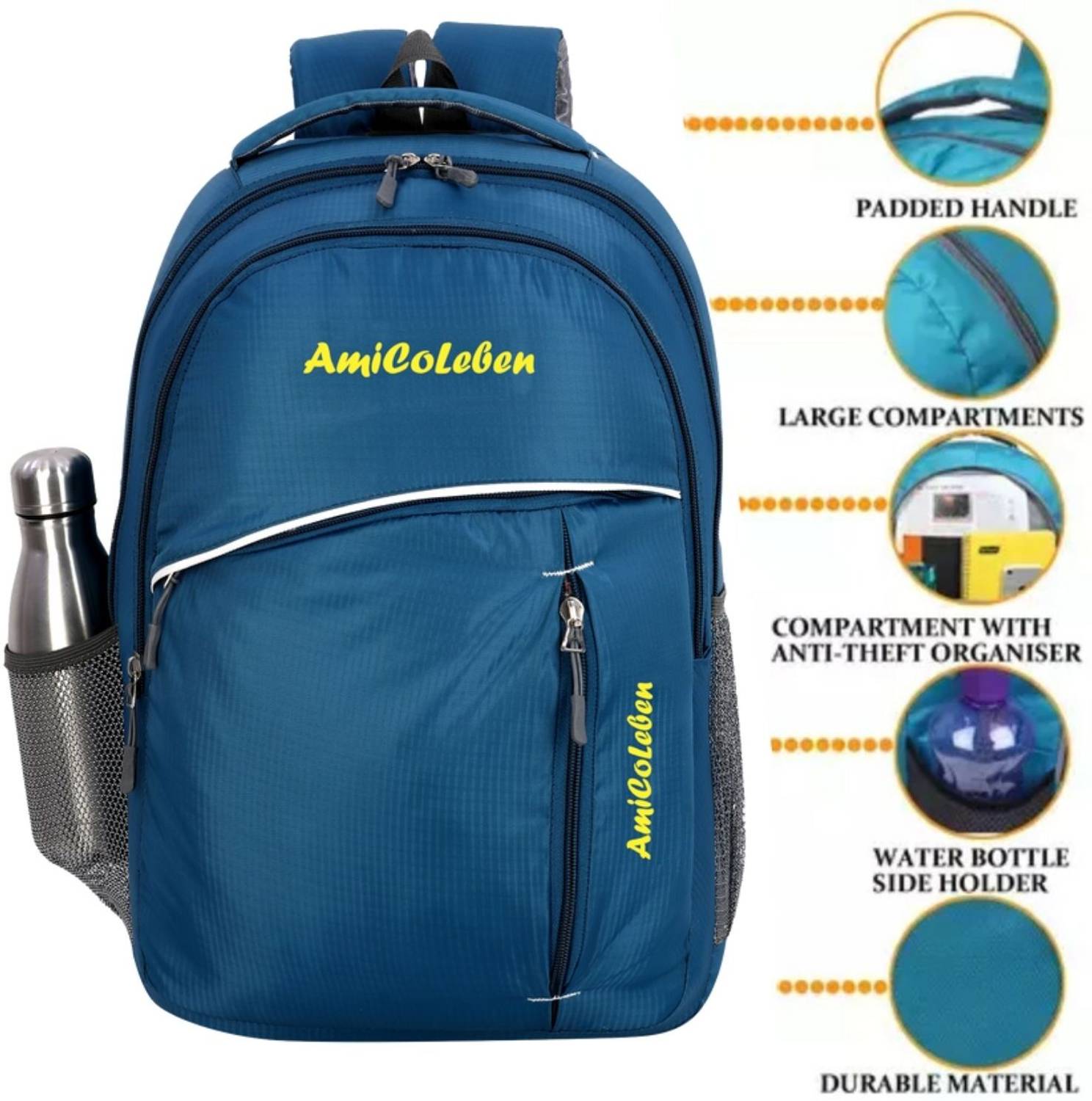Amicoleben Versatile and Durable Waterproof Bag - perfect for School, College, Office! 34 L Laptop Backpack