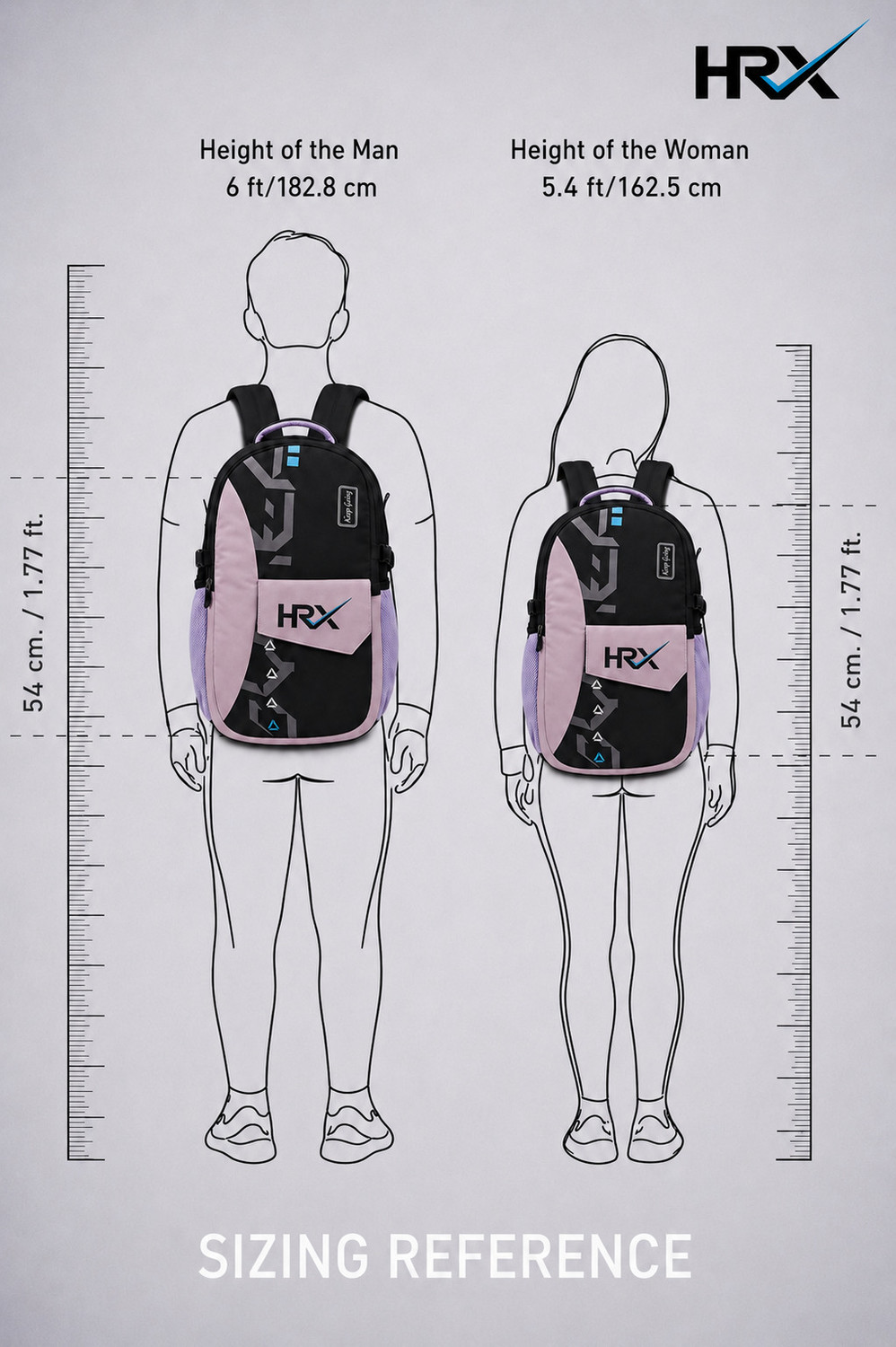 Image of HRX by Hrithik Roshan Large 45 L Laptop Backpack Unisex SkyRush with Rain Cover (Lavender) 45 L Laptop Backpack